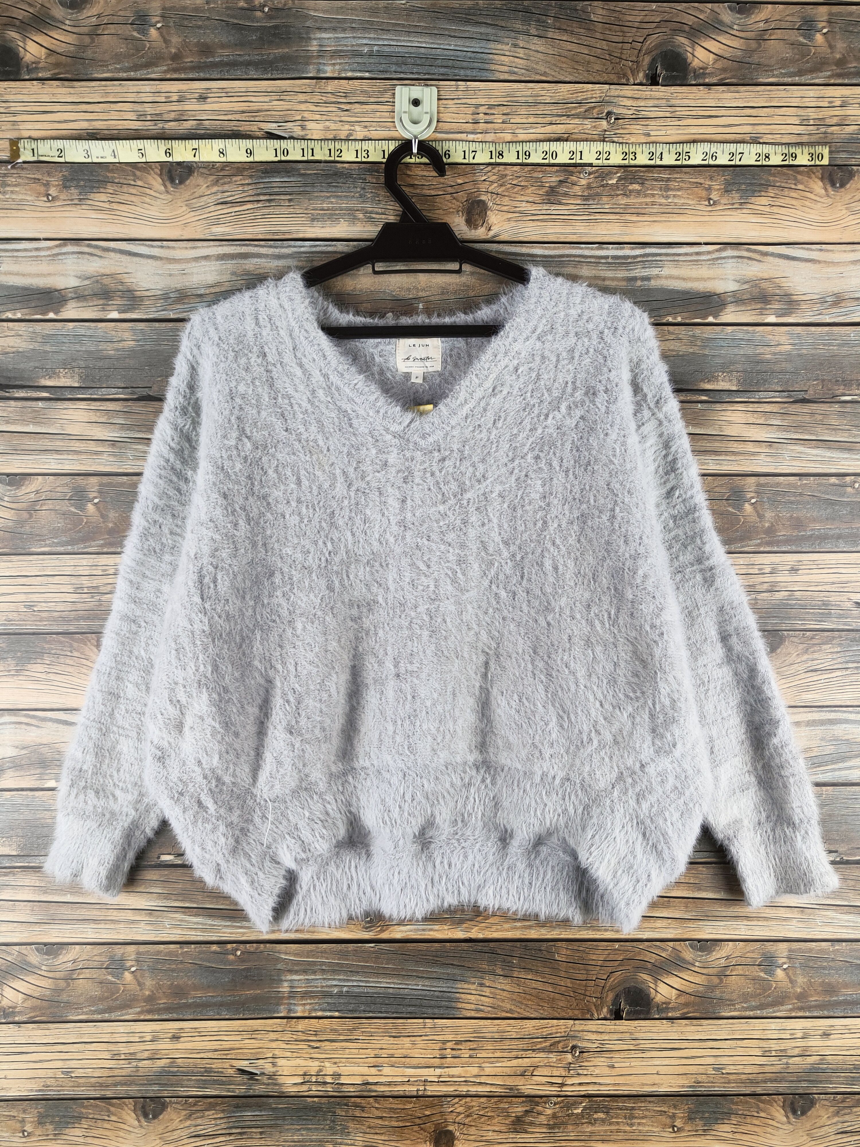 Japanese Brand DL Lejun Gray Fur Mohair Knitwear #46-967 Size L / US 10 / IT 46 - 1 Thumbnail