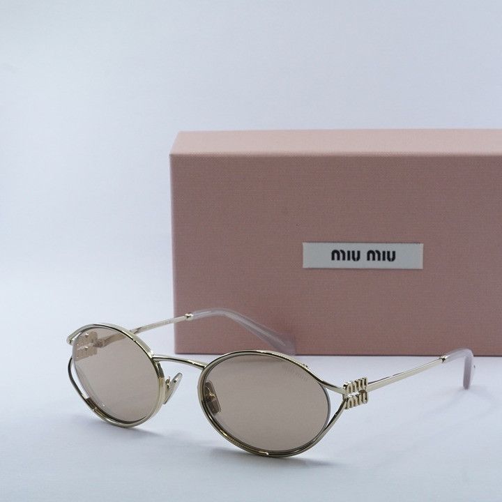 Miu Miu Miu Miu MU52YS ZVN20F Sunglasses Pale Gold Oval Frame, Pink Size ONE SIZE - 11 Thumbnail
