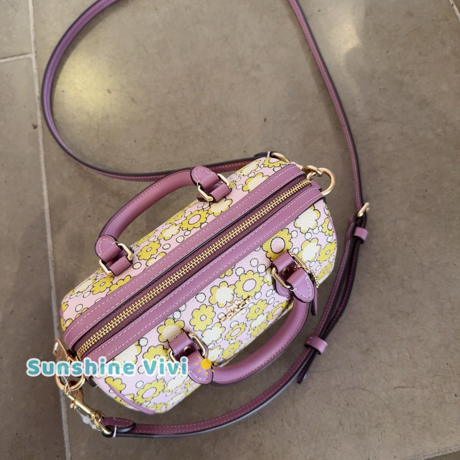 Coach NWT COACH CBM69 Mini Rowan Crossbody Bag Floral Print Lilac Size ONE SIZE - 3 Thumbnail