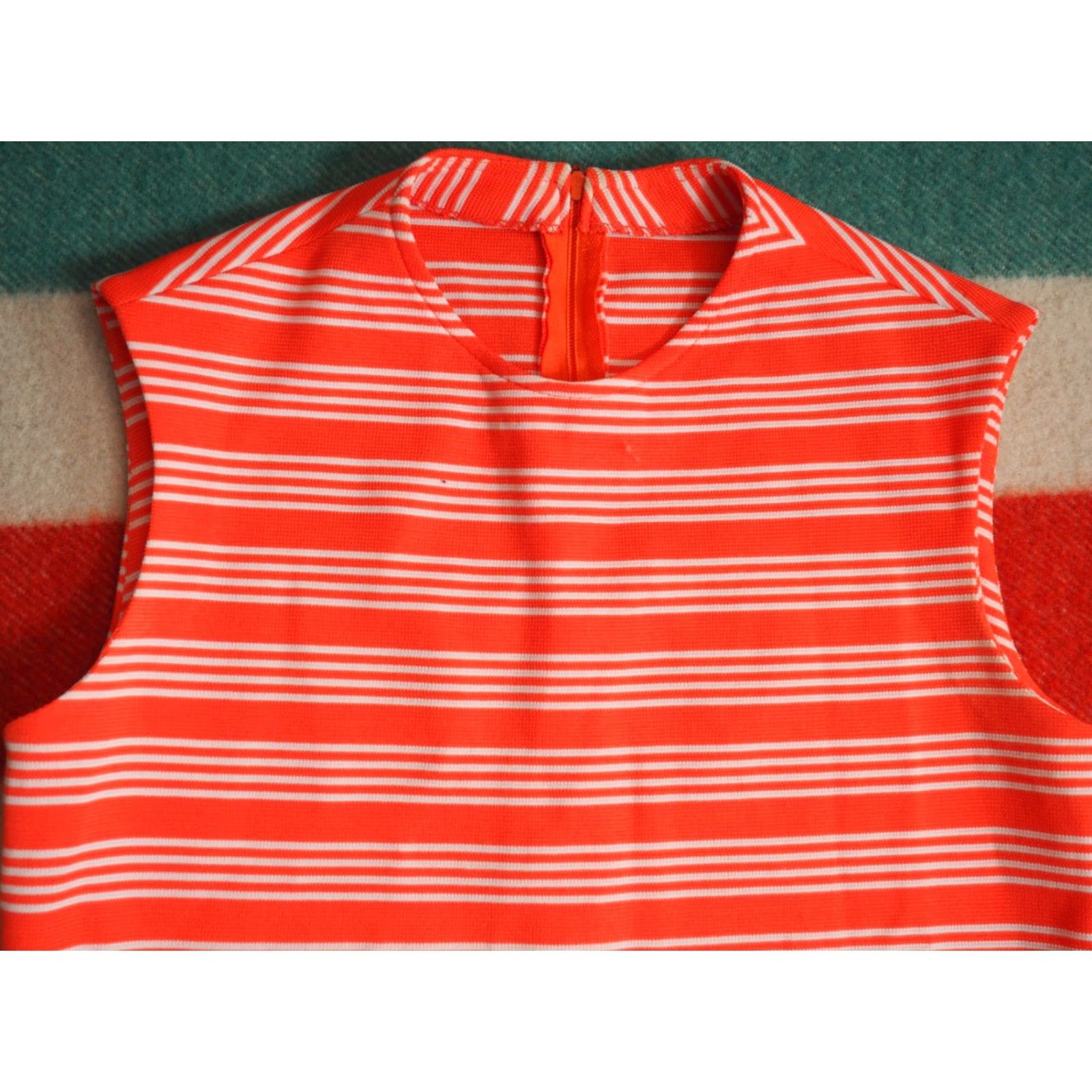 Etro VTG 70s Orange White Hippy Boho Retro Talon USA Poly Womens Shirt Top S Size S / US 4 / IT 40 - 2 Thumbnail