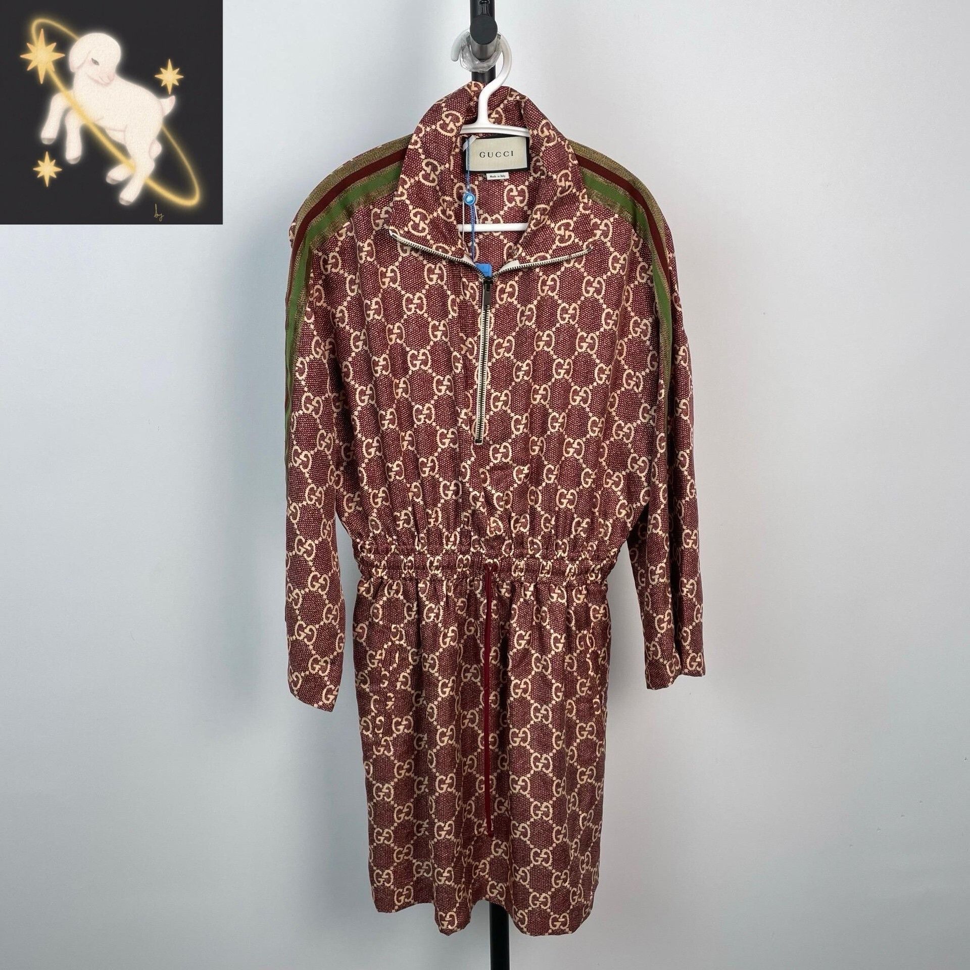 Gucci Gucci Double G Monogram Half-Zip Silk Dress Size M / US 6-8 / IT 42-44 - 1 Thumbnail