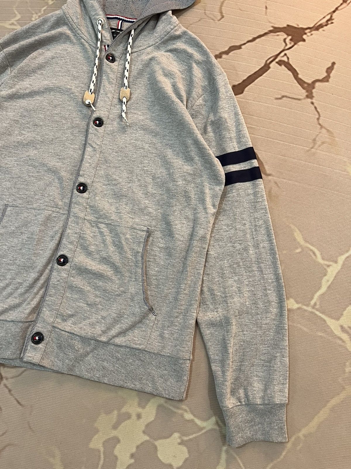 Japanese Brand Nota Bene Stripe Sleeve Button Hoodie Japan Size US M / EU 48-50 / 2 - 3 Thumbnail