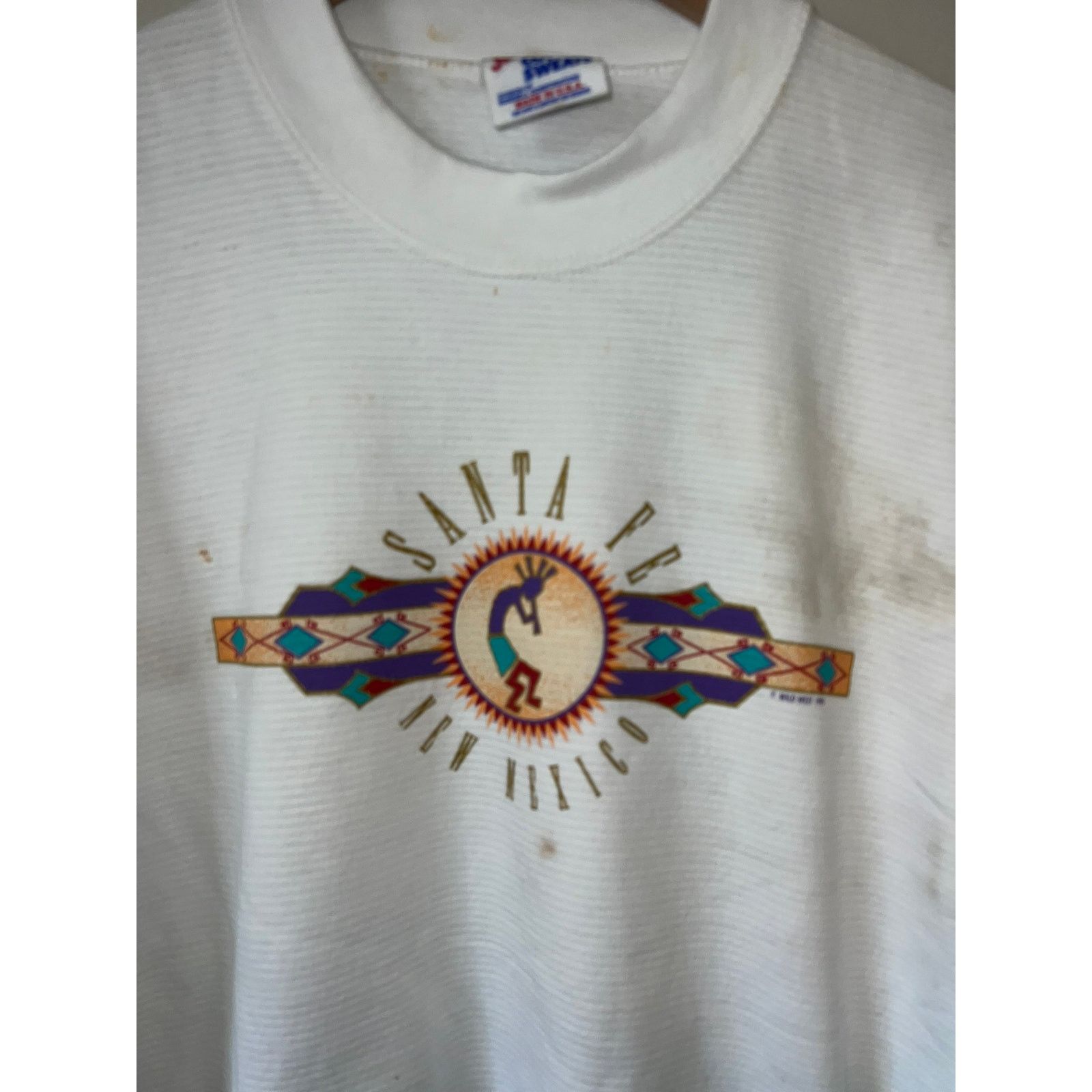 Jerzees Vintage Santa Fe Sweatshirt New Mexico Crewneck STAINED 90s Size US M / EU 48-50 / 2 - 2 Thumbnail