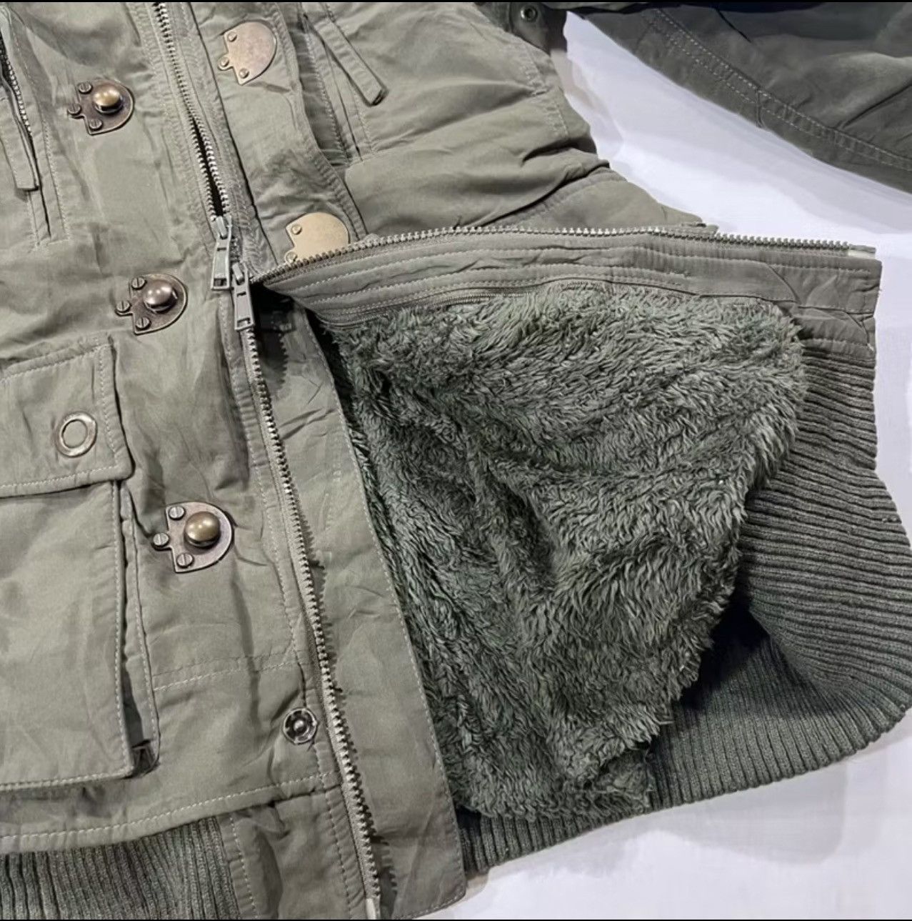 Japanese Brand Y2K SLY Military Fur Hood Jacket Olive Green Grunge Archive Size US S / EU 44-46 / 1 - 9 Thumbnail