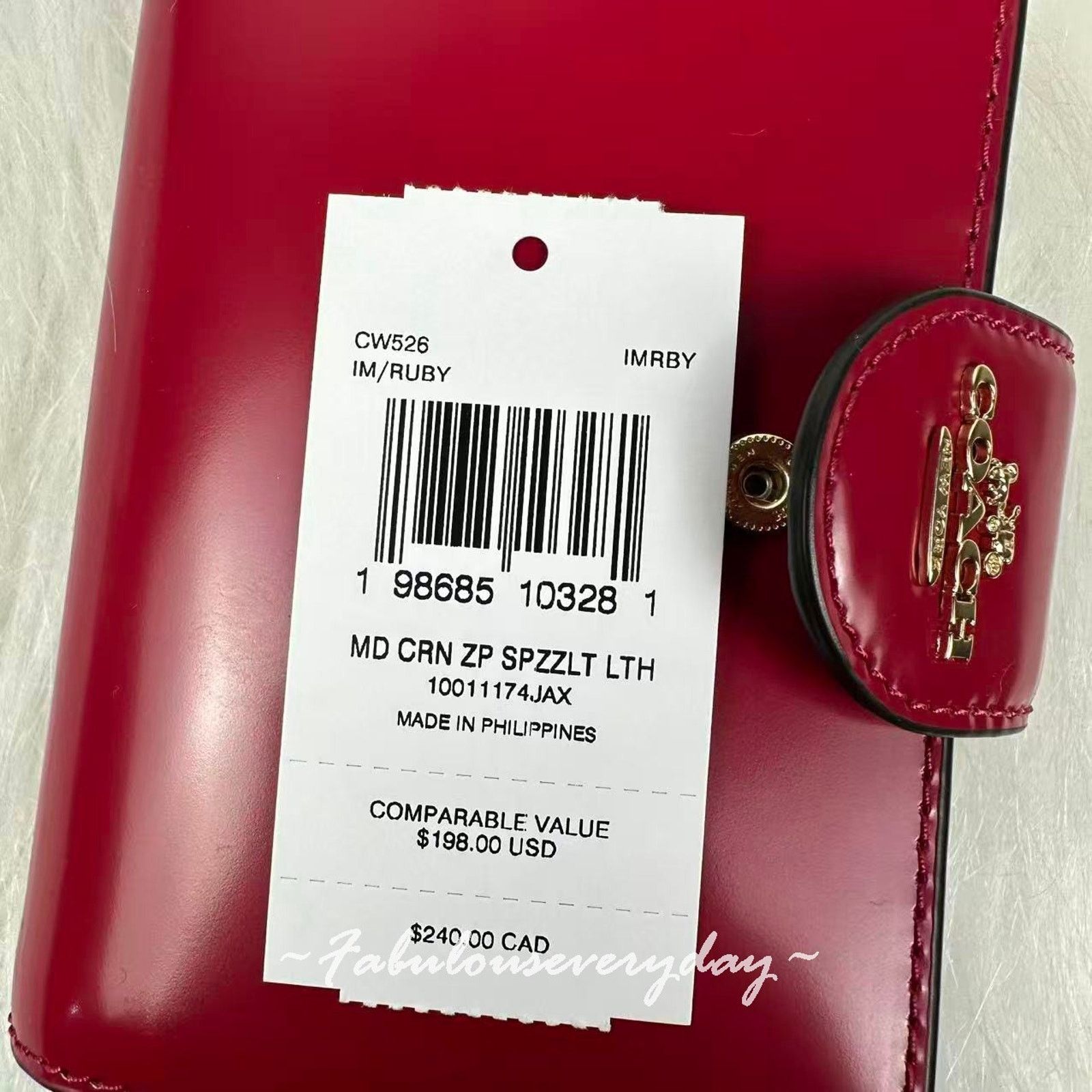 Coach Coach Medium Corner Zip Wallet In Leather/Gold Ruby CW526 Size ONE SIZE - 4 Thumbnail