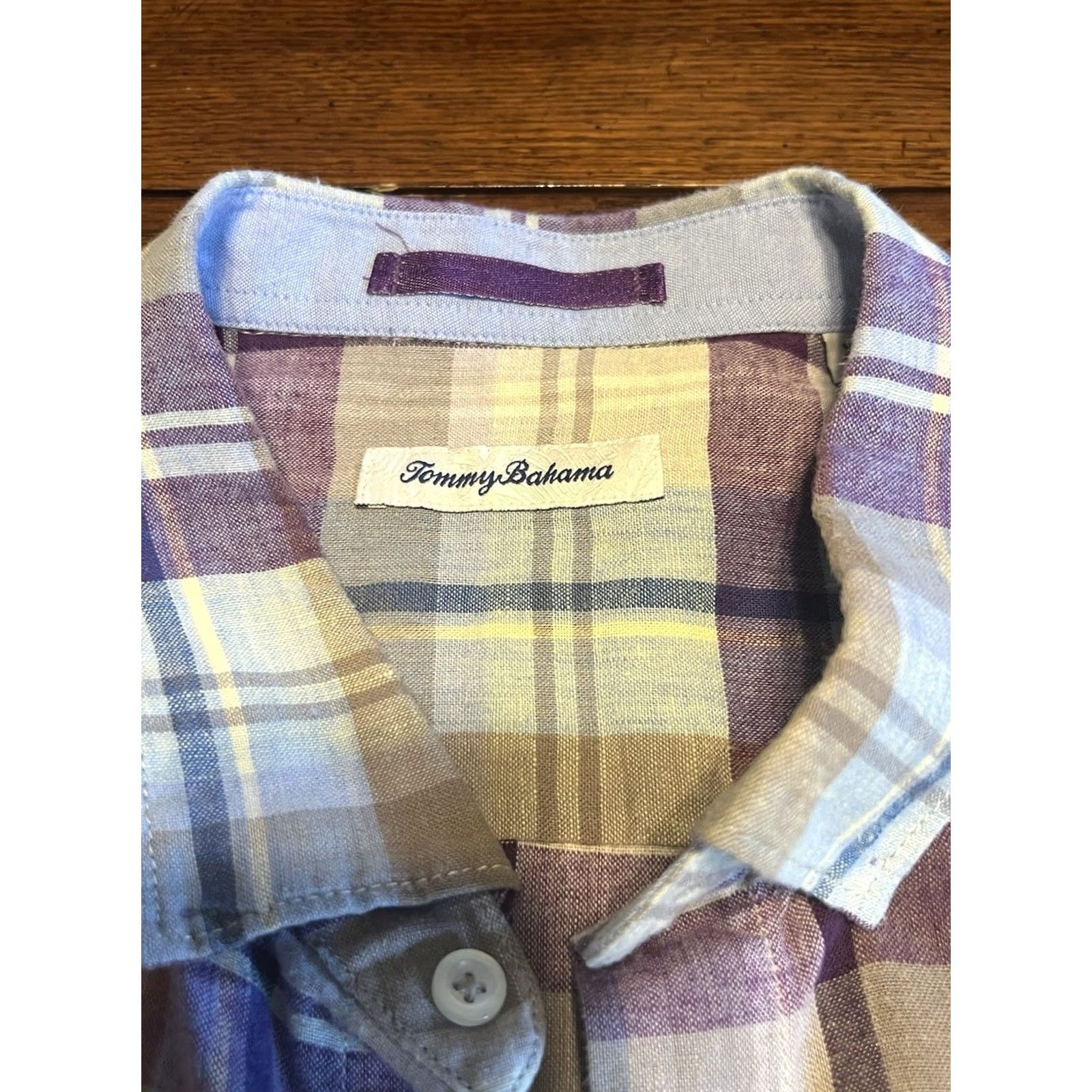 Tommy Bahama Tommy Bahama Island Zone Plaid Button-Up Shirt XL Men Purple Short Sleeve Button-Down Collar Size US 36 / EU 52 - 2 Thumbnail
