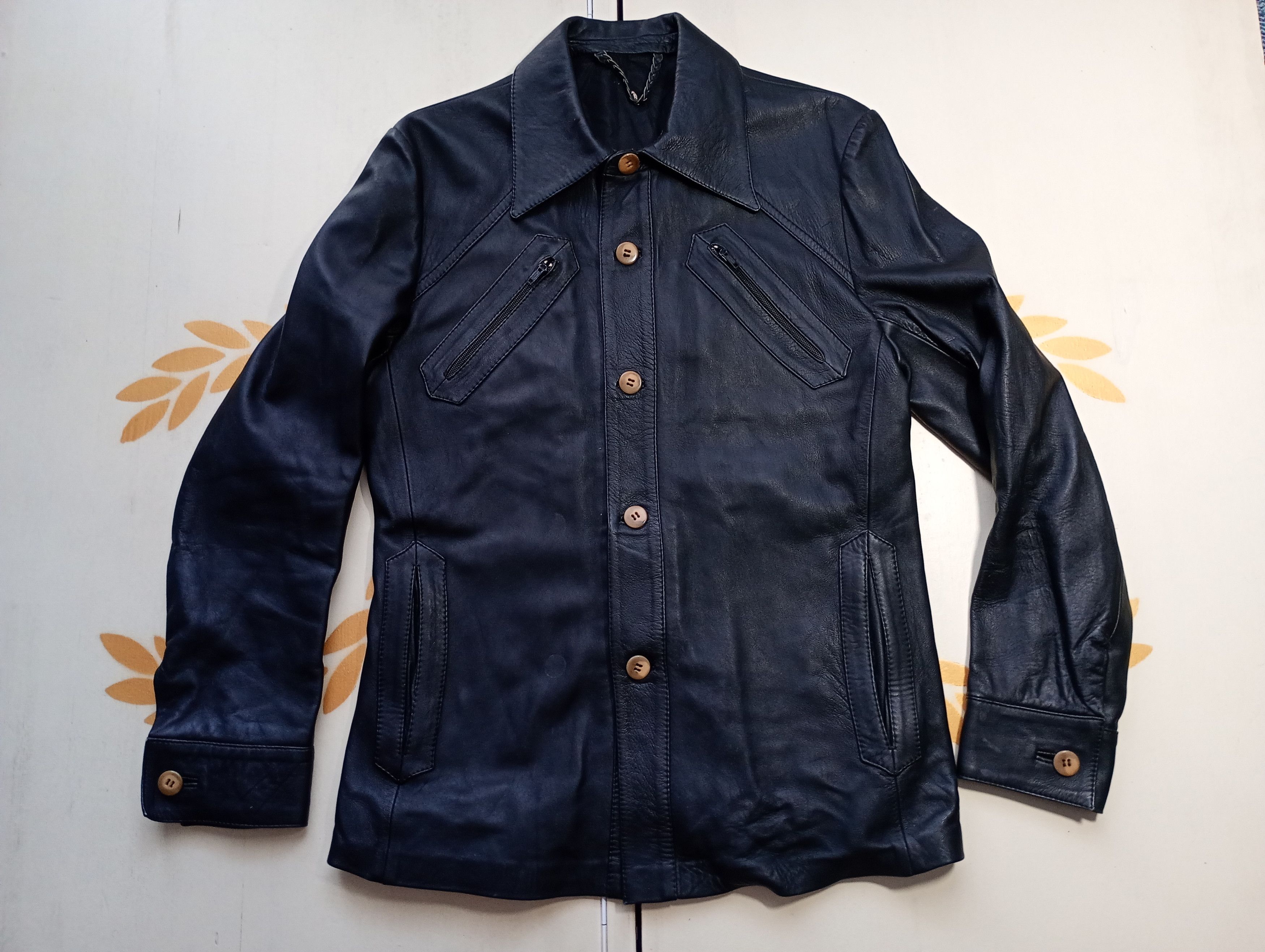 Vintage Leather Jacket Vintage 60-70's Size US M / EU 48-50 / 2 - 2 Thumbnail