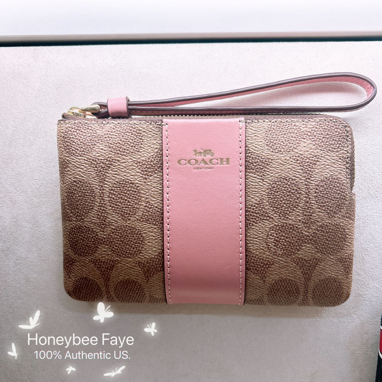 Coach Corner Zip Wristlet In Signature Canvas With Stripe CW854 Size ONE SIZE - 2 Thumbnail