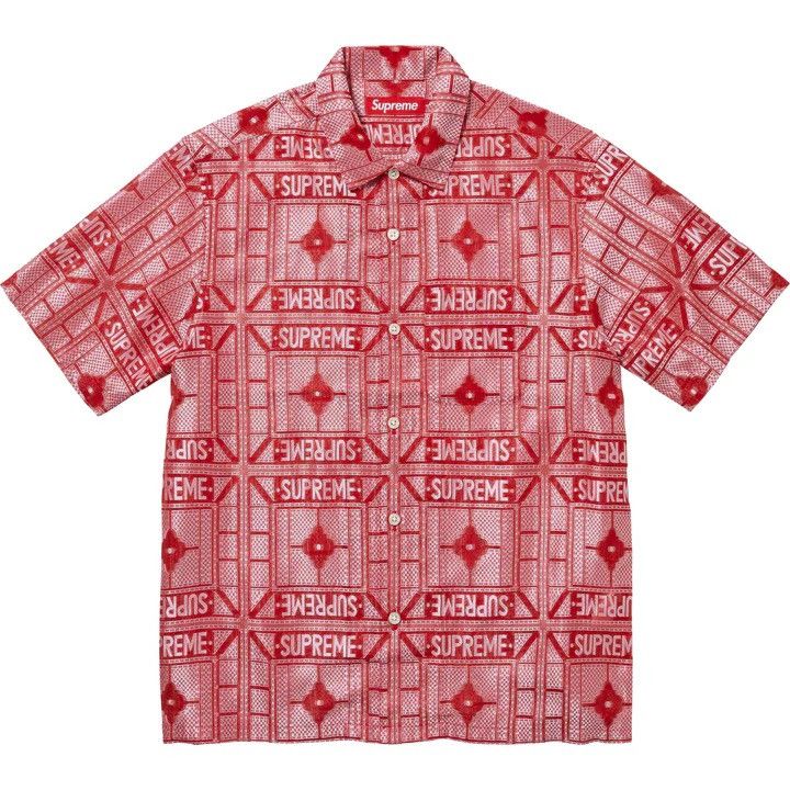 image of Supreme Tray Jacquard S/s Shirt Red Size Small, Men's