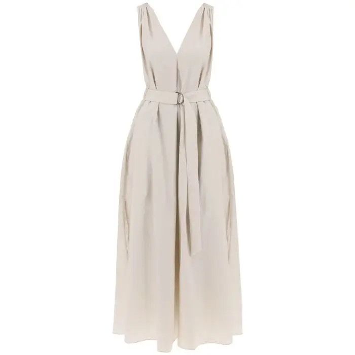 image of Brunello Cucinelli O1S22I1N0424 Maxi Flared Dress In Ivory, Women's (Size Large)
