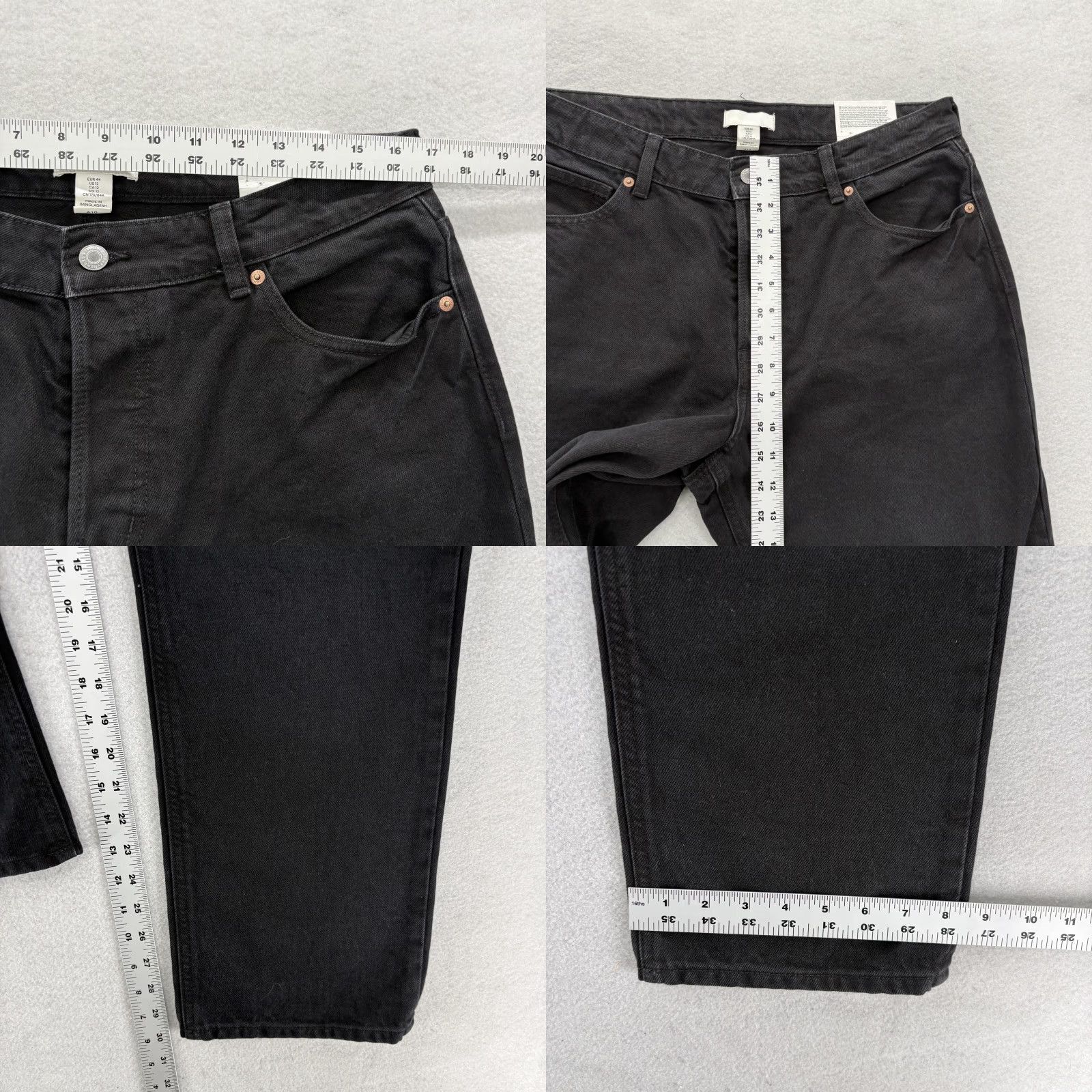 H&M H&M Jeans 90s Straight Womens 12 Black Charcoal Wash High Waist Full Length NWT Denim 5-Pocket 90s Theme Womens Size 34" / US 12 / IT 48 - 8 Thumbnail