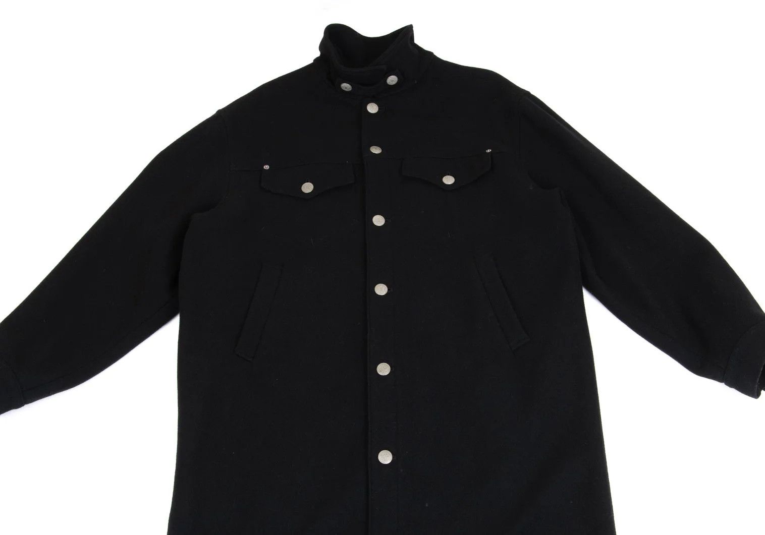 Jean Paul Gaultier Melton Wool Metal Logo Button Long Coat in Black 48 Size US M / EU 48-50 / 2 - 2 Thumbnail