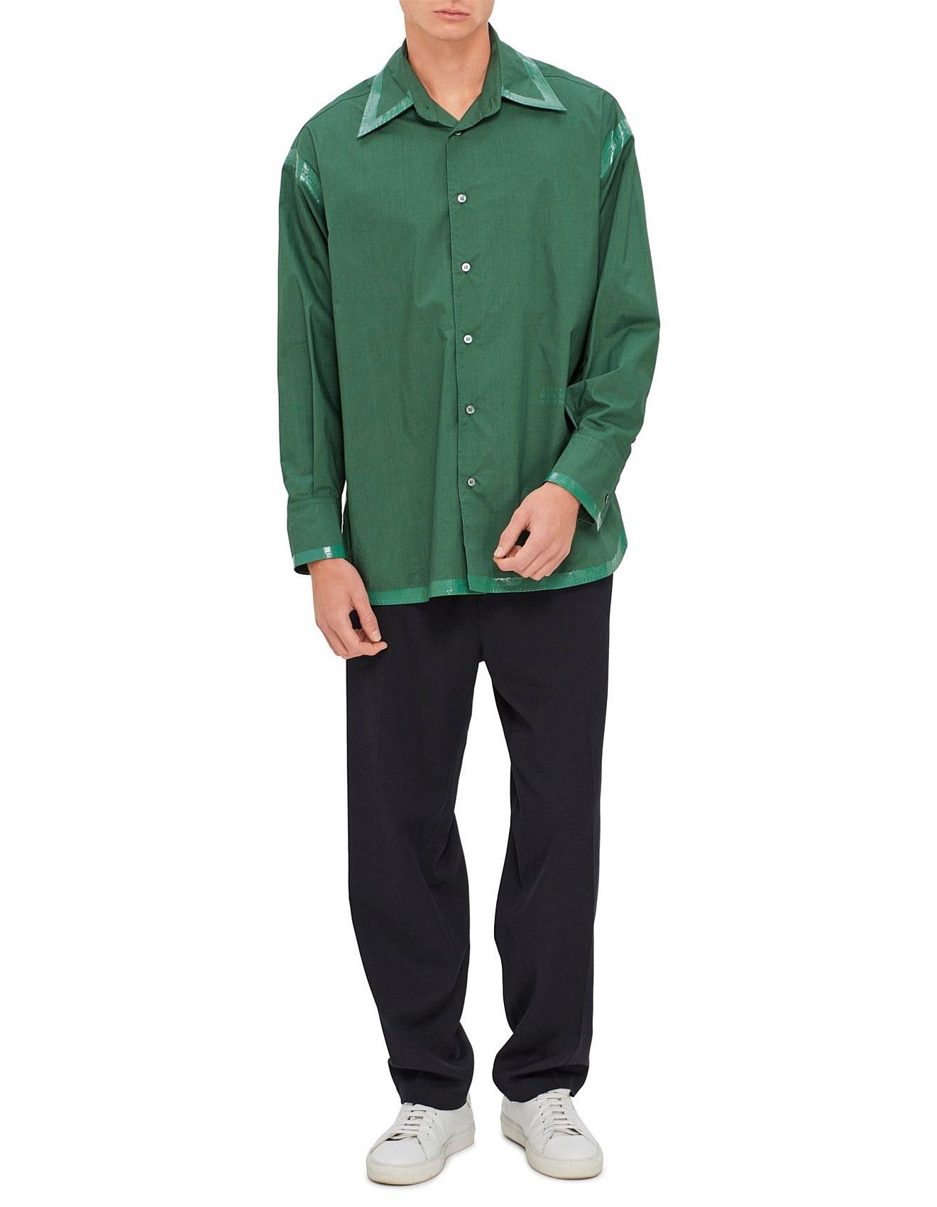Maison Margiela o1mle0126 MM6 Logo Shirt in Green Size US M / EU 48-50 / 2 - 4 Thumbnail
