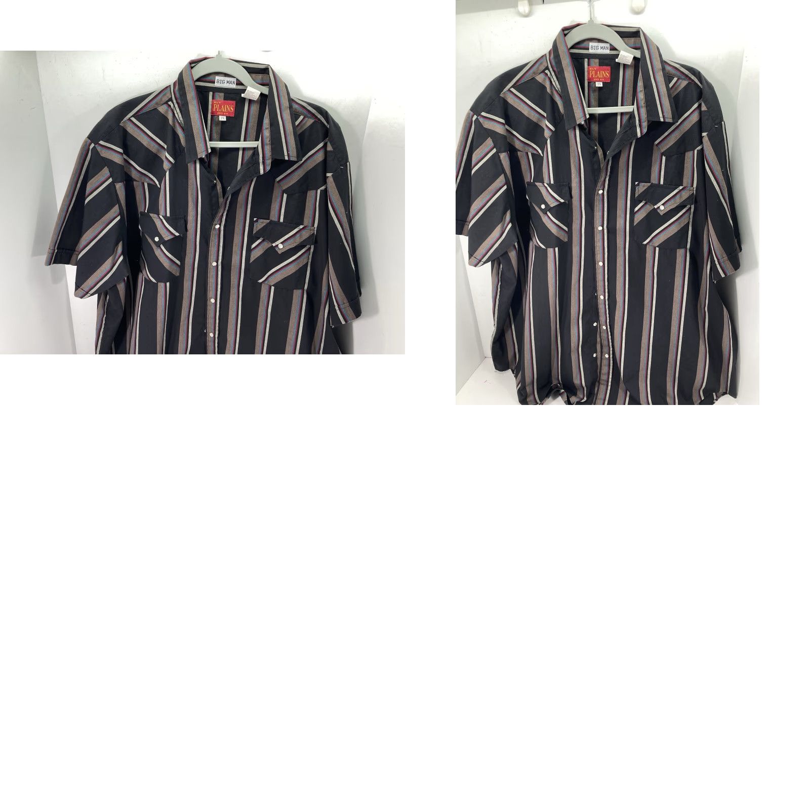 Vintage VINTAGE Plains Big Man Pearl Snap Western Shirt Men Big 2X Black Stripe Short Sleeve VTG NWOT Size US XXL / EU 58 / 5 - 9 Thumbnail