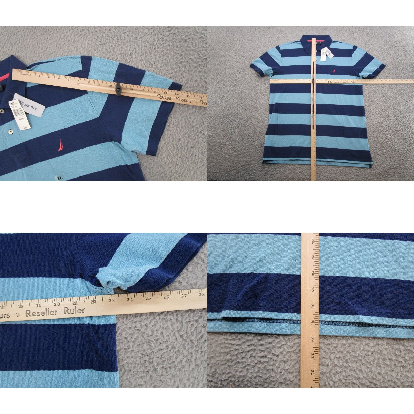 Nautica Nautica Polo Shirt Mens XL Blue Striped Slim Fit Casual Short Sleeve Shirt Mens XL Blue Striped Polo Size US XL / EU 56 / 4 - 8 Thumbnail