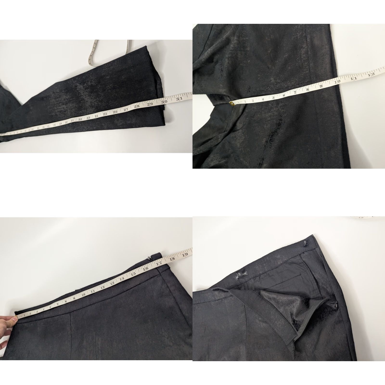 Eileen Fisher Eileen Fisher Women's Dress Pants 12 Black Ink Organic Cotton Textured Tapered Size 34" / US 12 / IT 48 - 8 Thumbnail