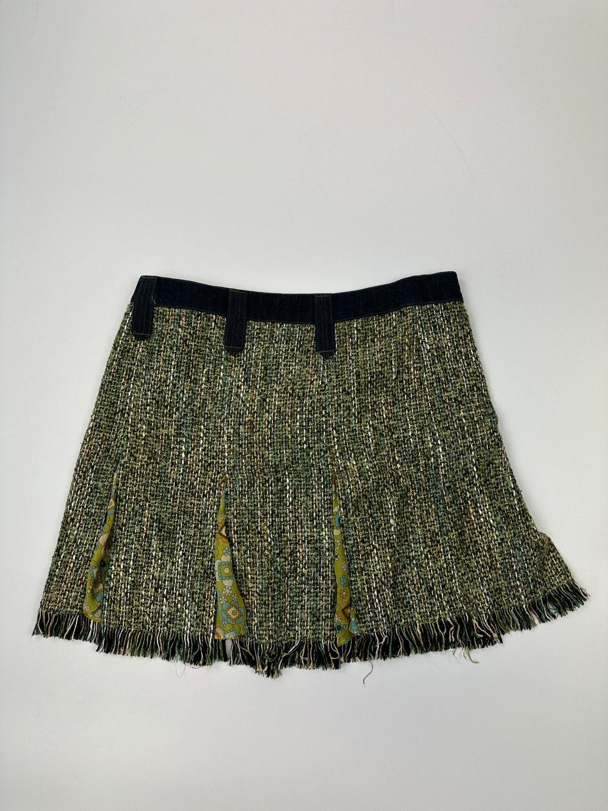 Dolce & Gabbana Dolce & Gabbana 00’s Tweeds & Silk Green Denim Waist Skirt Size 28" / US 6 / IT 42 - 3 Thumbnail