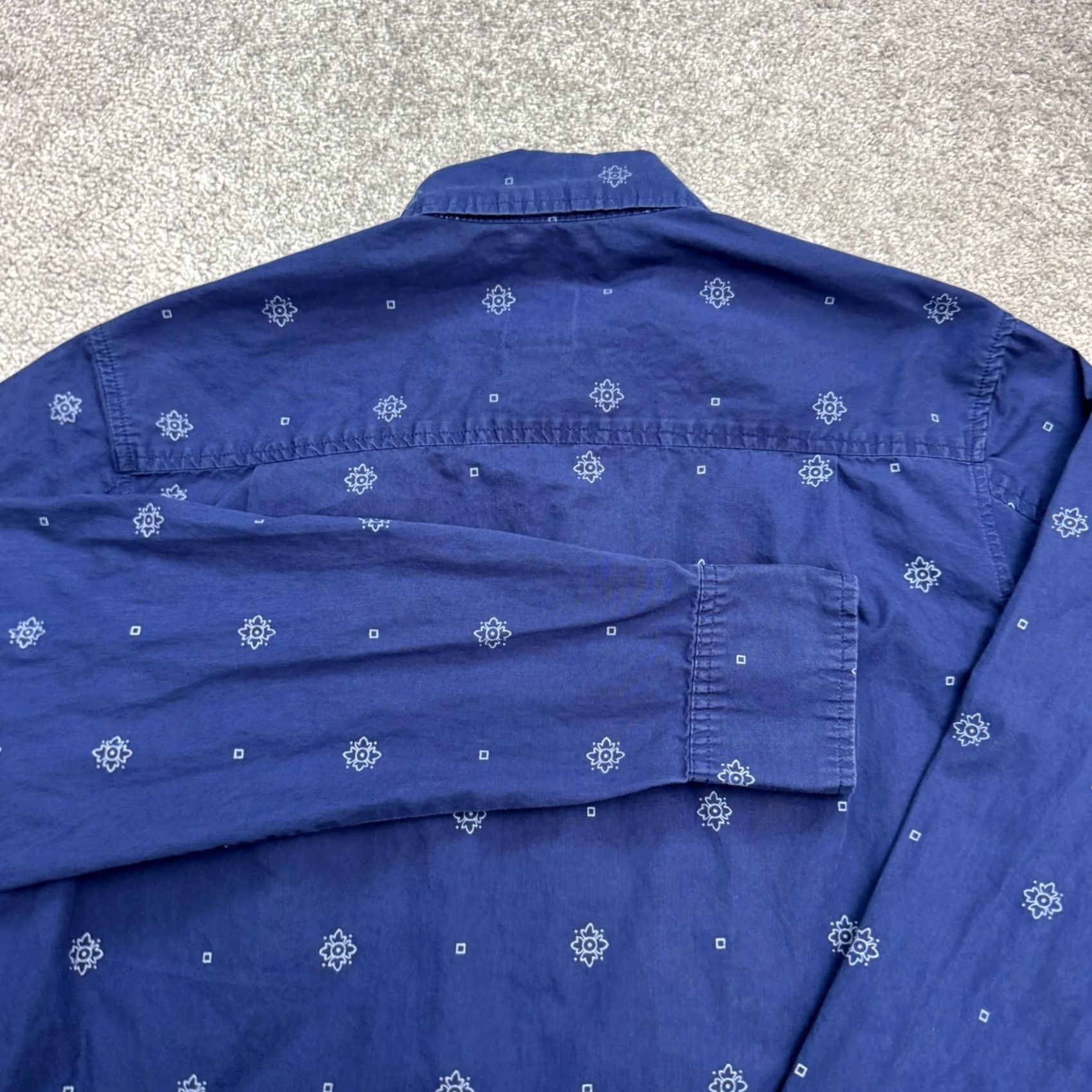 Gloverall Stussy Medallion All Over Print Button Down shirt Mens Small Navy Blue Cotton Size US S / EU 44-46 / 1 - 3 Thumbnail