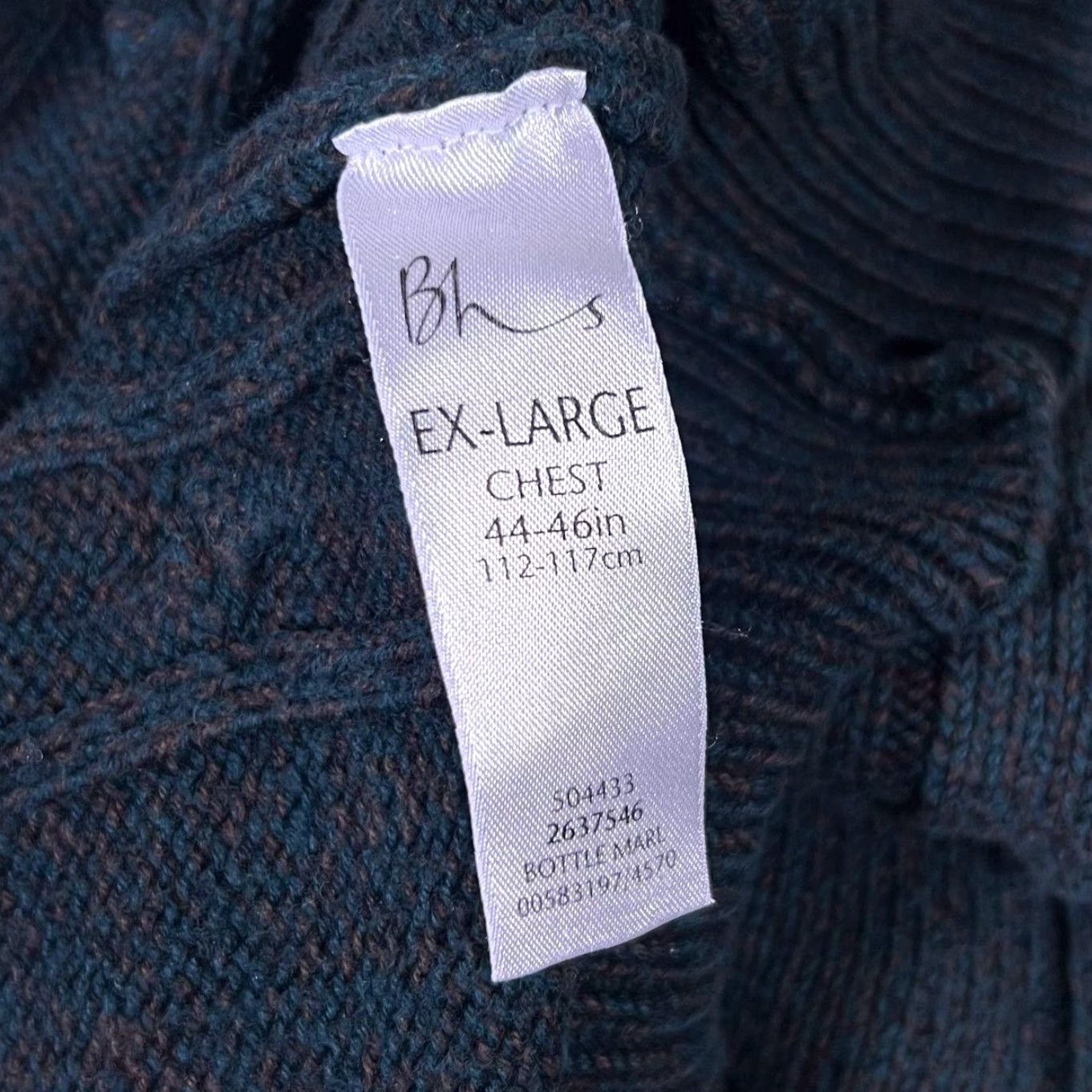 Vintage VINTAGE BHS Jumper Pullover Knit Cotton Cable Blue-Green XL Men Size US XL / EU 56 / 4 - 4 Thumbnail