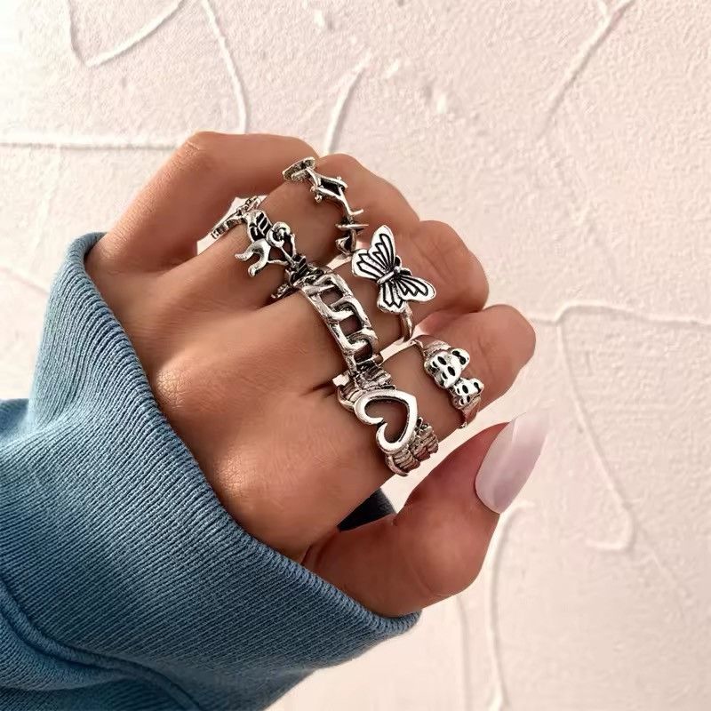 Jewelry x Ring Gold Plated Gothic Ring Sett in Silver, Men's