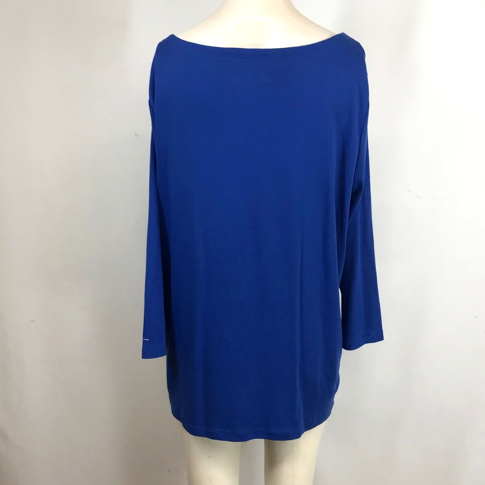 Vintage Chico's Piper Boat Neck Top Blue Jay 3/4 Sleeve Cotton Knit Size XL New Womens Shirt Casual Workwear Travel Lightsweight Breathable Solid Size XL / US 12-14 / IT 48-50 - 5 Thumbnail