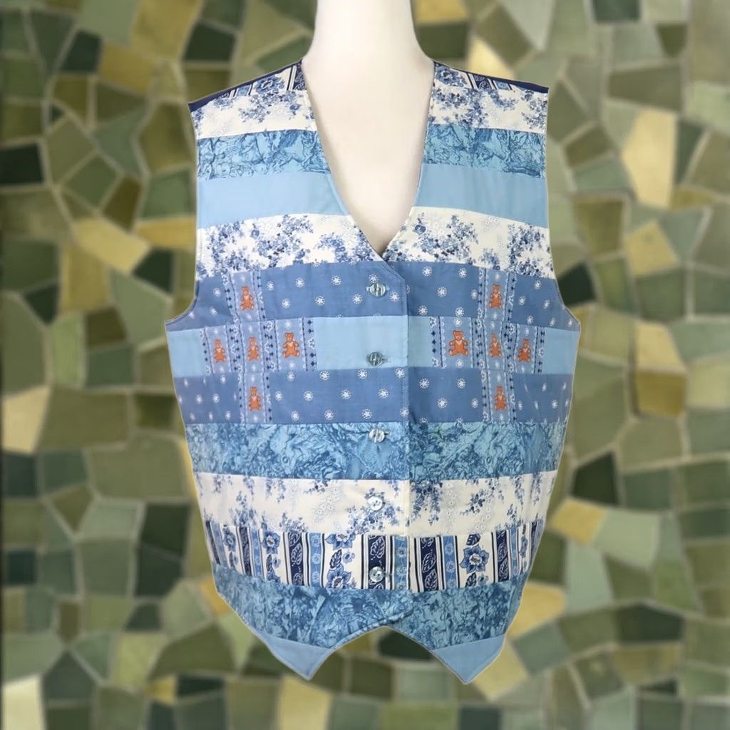 Vintage VINTAGE Vest Womens XL Blue mixed floral print quilted teddy bear Size XL / US 12-14 / IT 48-50 - 1 Thumbnail