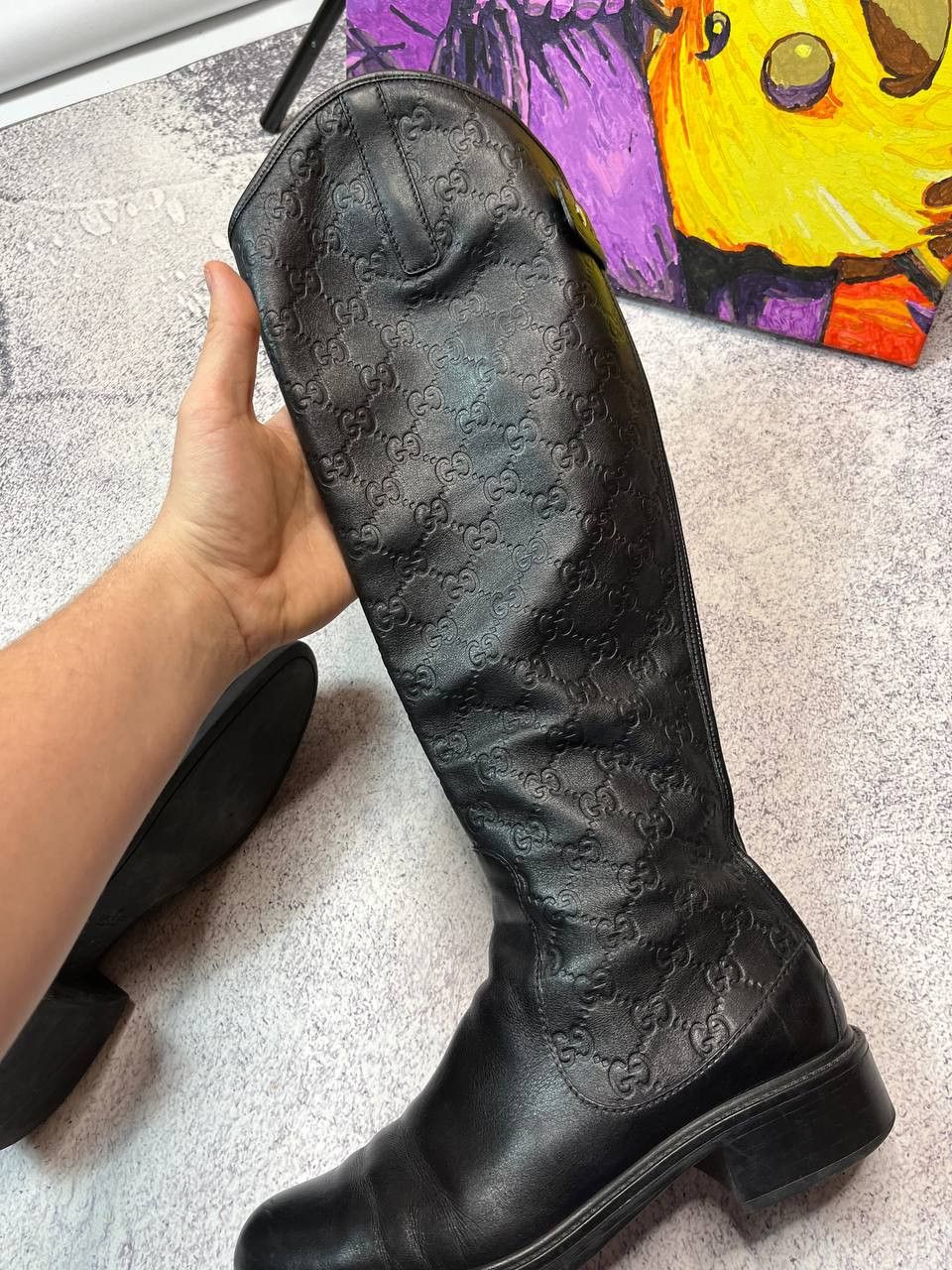 Gucci Gucci Maud Nero Guccissima Leather Knee-High Riding Boots Size US 8 / IT 38 - 19 Thumbnail