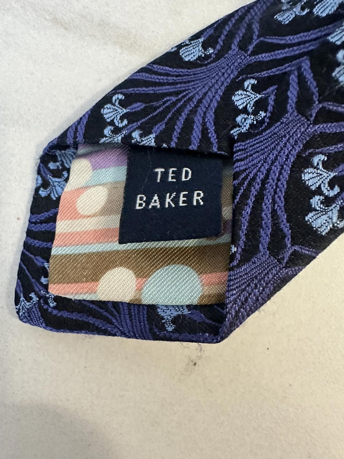 Ted Baker Ted Baker classic art deco navy/lt blue/purple silk necktie Size ONE SIZE - 2 Thumbnail