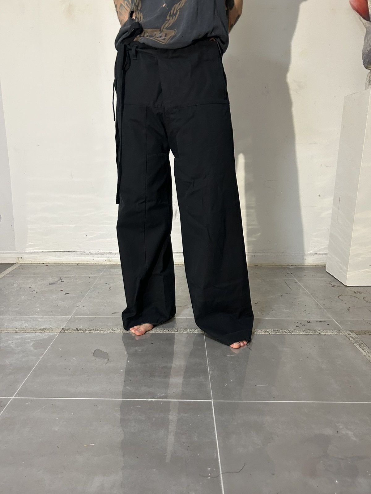 Acne Studios Acne Studios Black Crossover Tied Paper Bag Waist Pants Size US 33 - 14 Thumbnail
