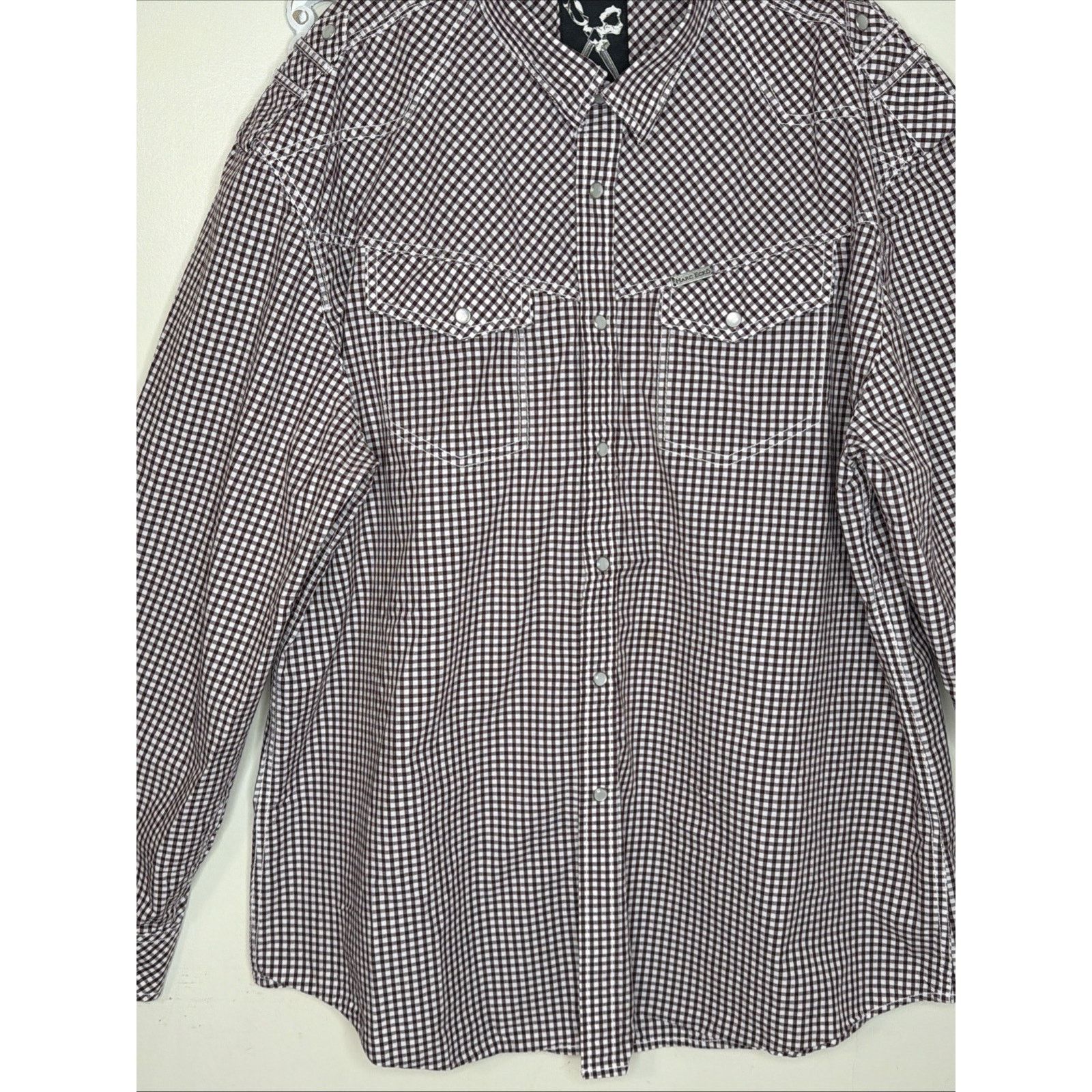 Marc Ecko Marc Ecko Gingham Shirt Men's 3XL Snap Front Long Sleeve Size US XXL / EU 58 / 5 - 6 Thumbnail