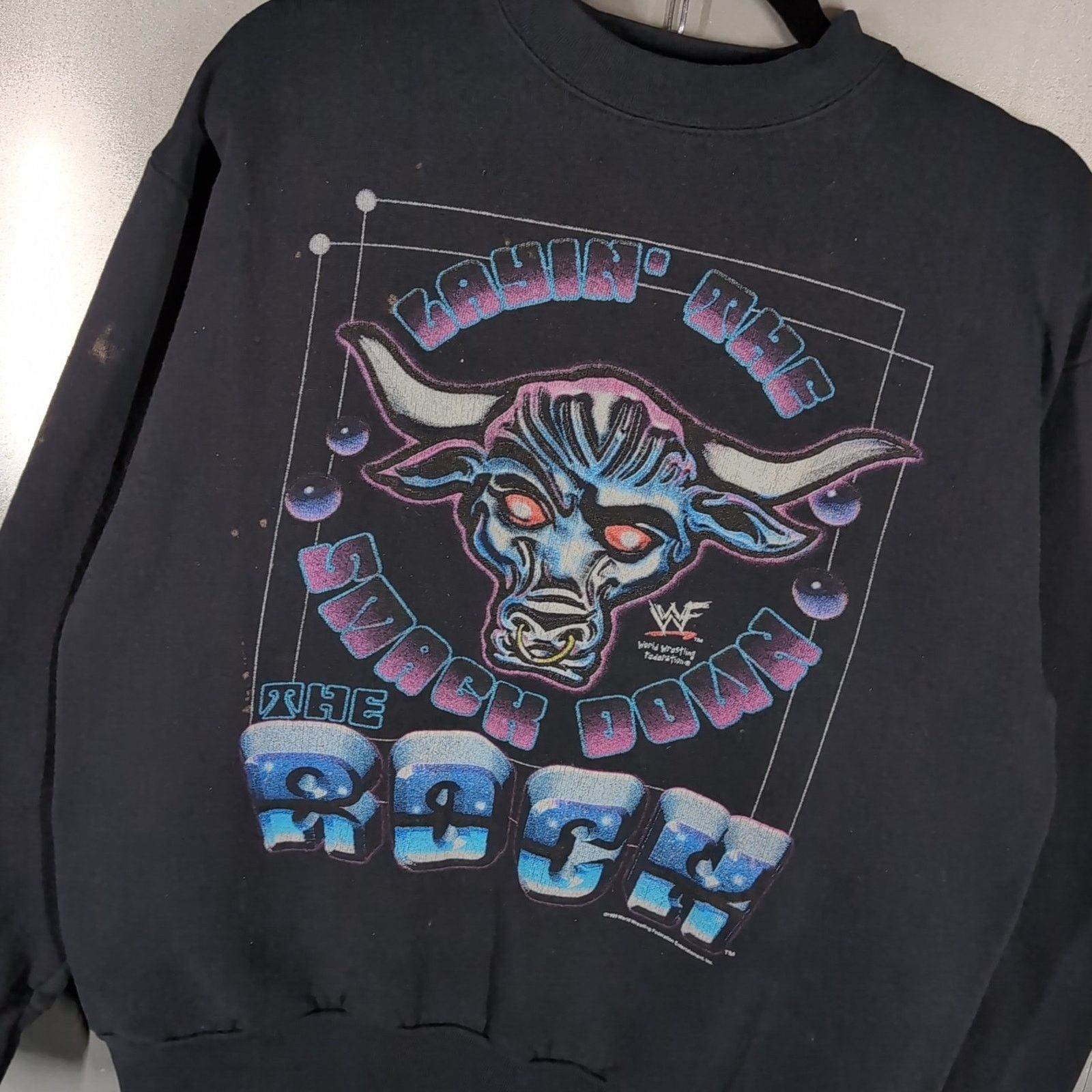 Vintage The Rock WWF Wrestling Vintage Crewneck Sweatshirt Medium Size US L / EU 52-54 / 3 - 1 Thumbnail