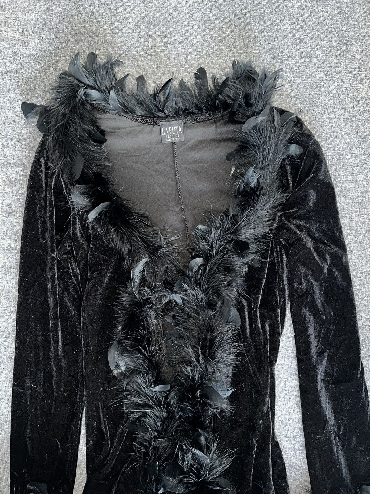 Ann Demeulemeester RARE velvet feather trim cardigan 🪶 Size M / US 6-8 / IT 42-44 - 8 Thumbnail