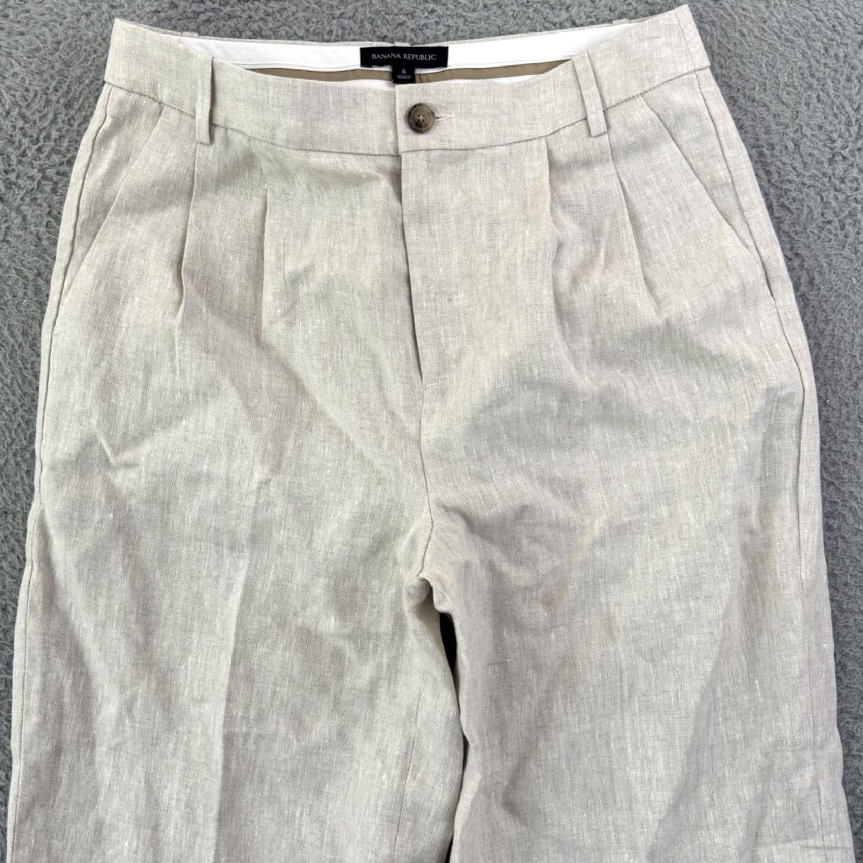 Banana Republic Banana Republic Pants Womens 2 Red Trouser Ivory Linen High Waist Pleated Wide Leg Size 26" / US 2 / IT 38 - 3 Thumbnail