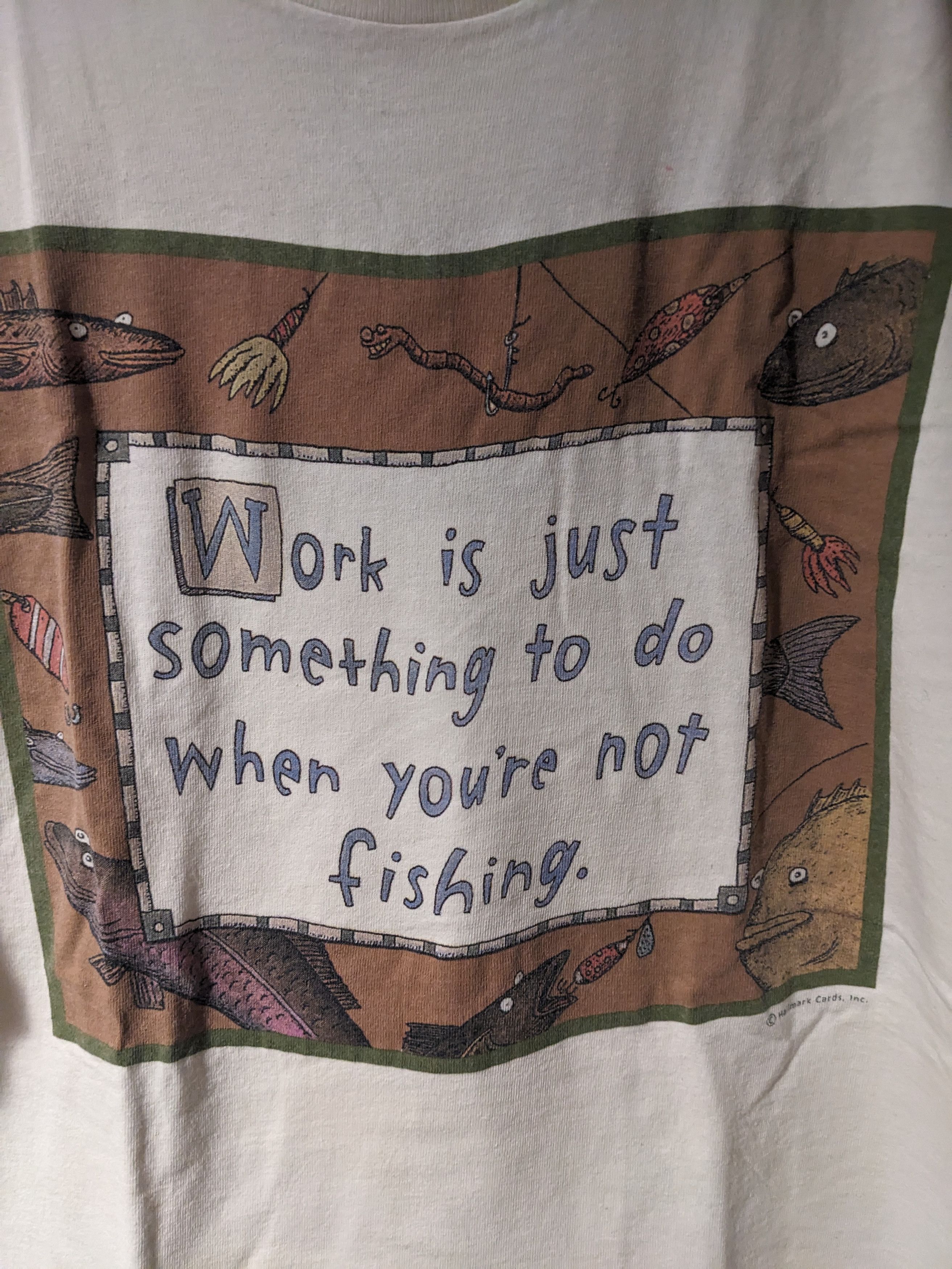 Vintage Vintage 90s Work is Just Something to Do When Not T-Shirt Size US XL / EU 56 / 4 - 2 Thumbnail