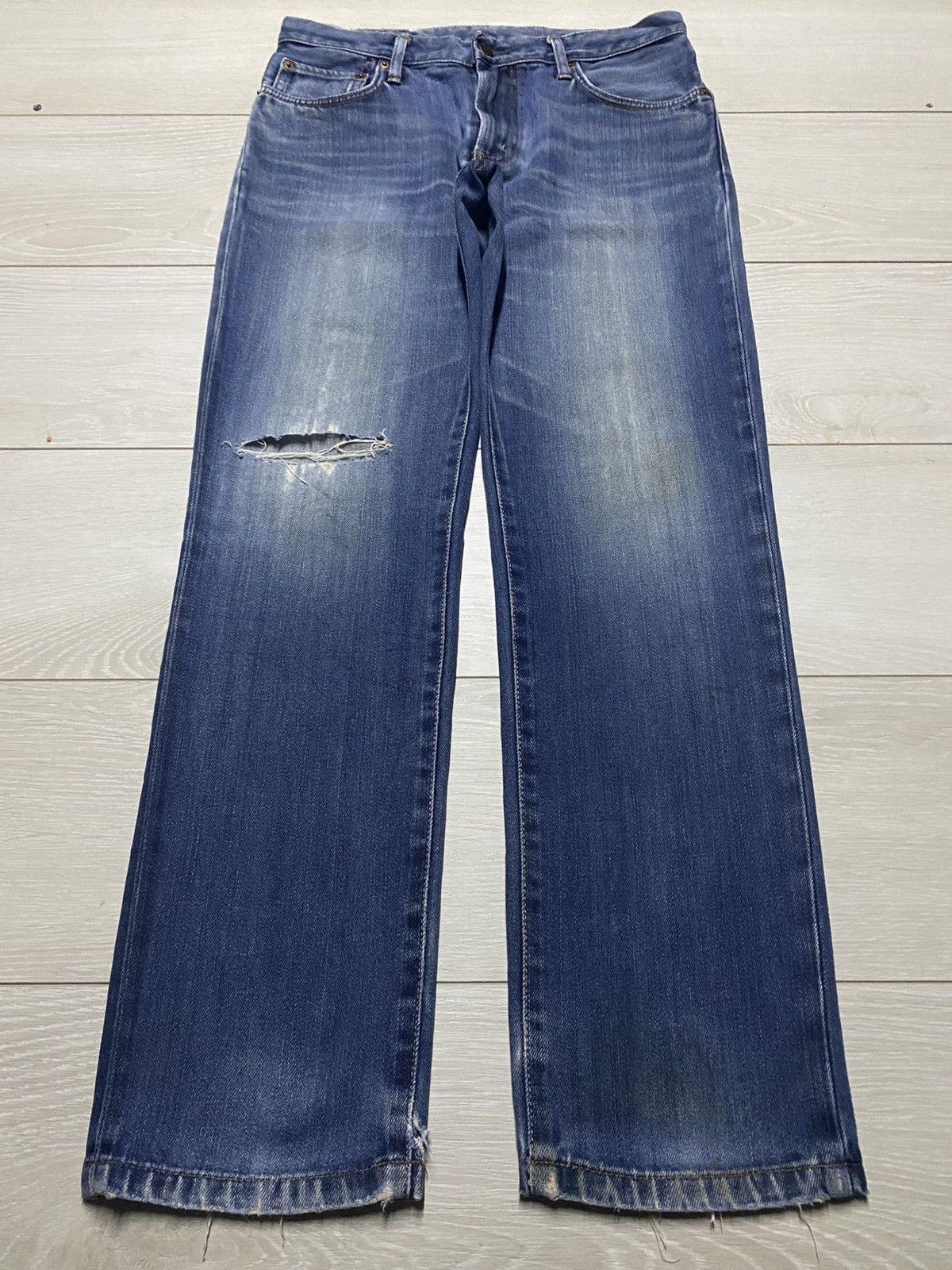 Vintage Edwin 503 Faded Wash Distressed Slim Fit Jeans