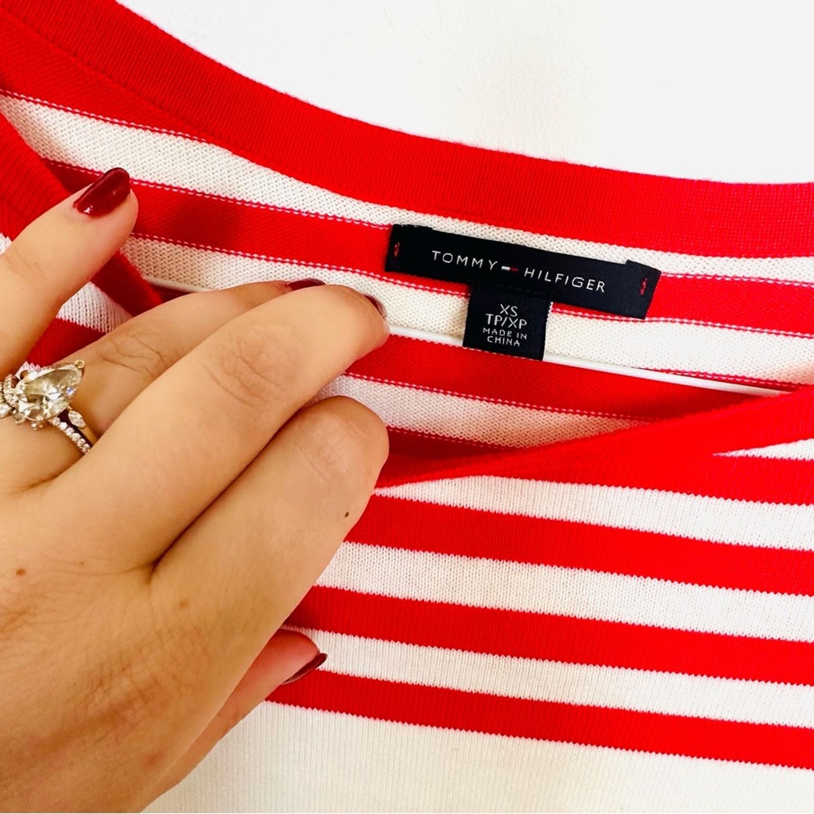 Tommy Hilfiger TOMMY HILFIGER Bright Red White Bold Stripe Nautical Sweater Size XS / US 0-2 / IT 36-38 - 6 Thumbnail