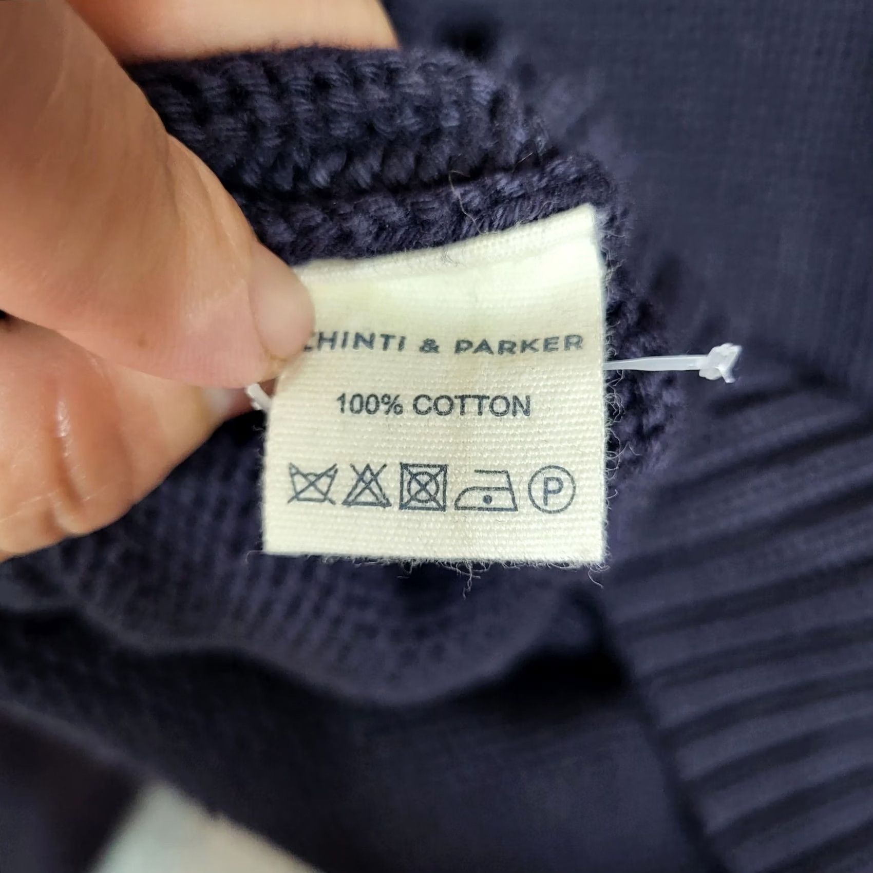 CHINTI & PARKER Chinti and Parker Sweater Women's Navy Blue 100% Cotton Cardigan Size S Crew Neck All Seasons Solid Knit Fall Winter Regular Blue Womens Size S / US 4 / IT 40 - 6 Thumbnail