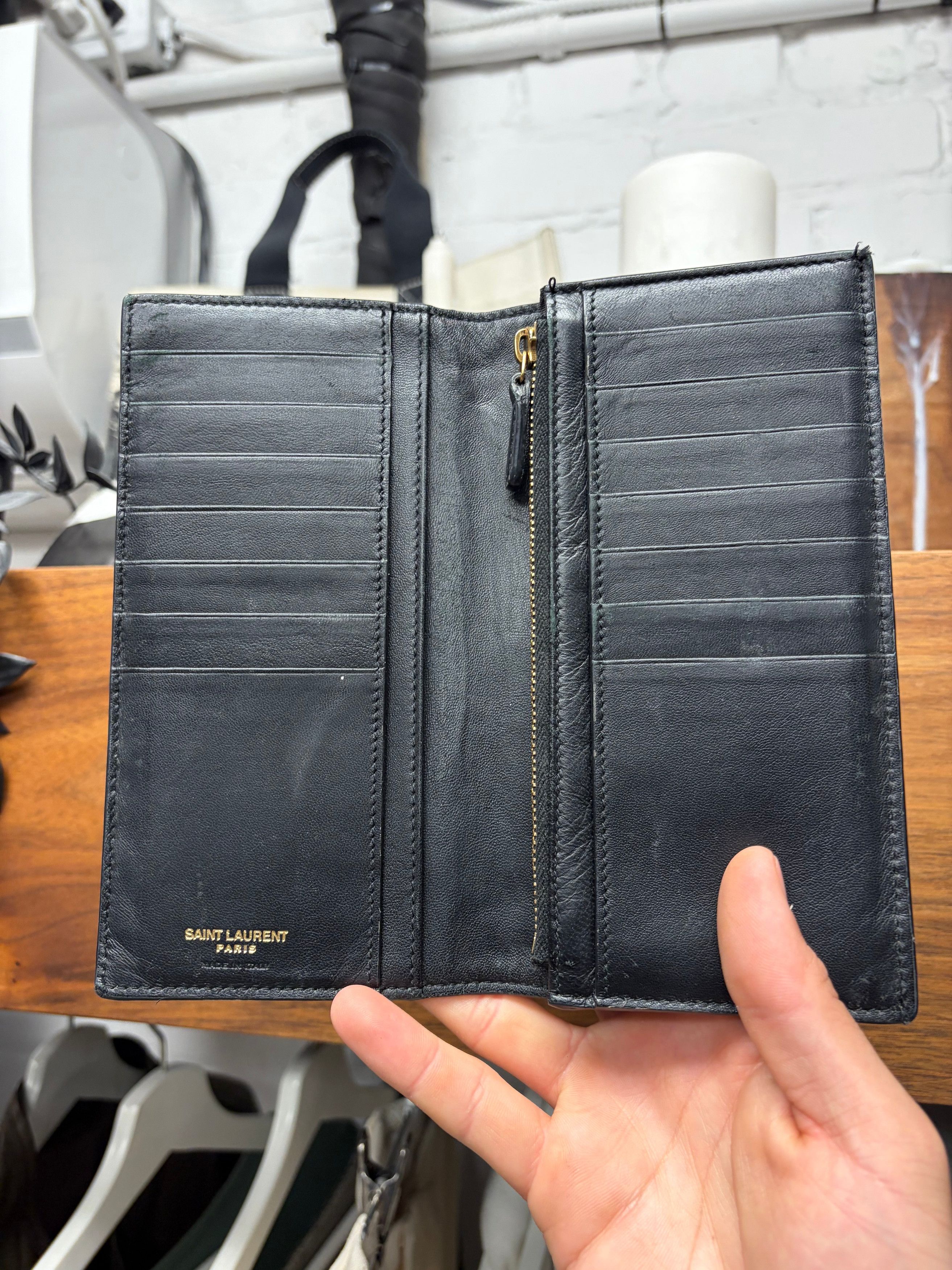 Saint Laurent Paris Saint Laurent Crocodile Embossed Leather Long Wallet Size ONE SIZE - 3 Thumbnail
