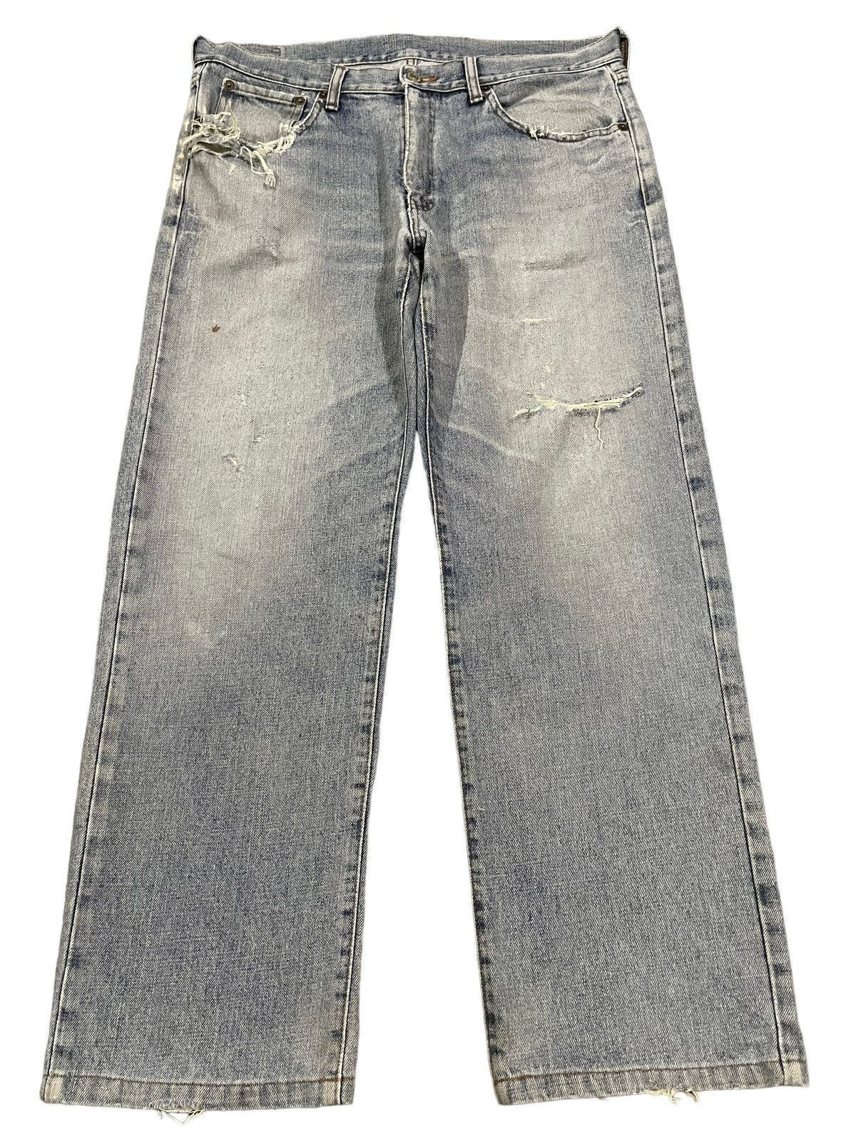 image of Hype Vintage Blue Wash Distress Baggy Jeans, Men's (Size 35)