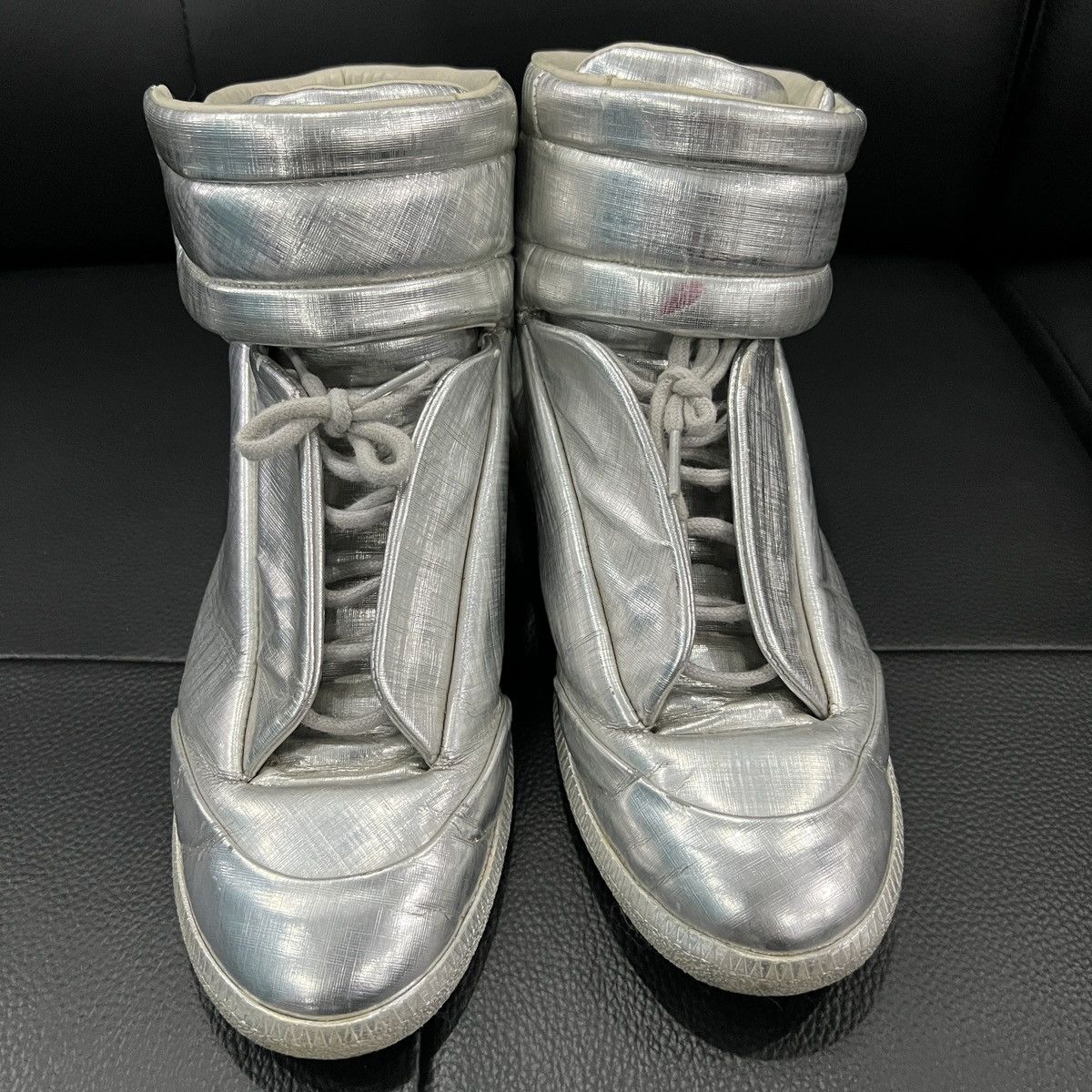 Maison Margiela Maison Margiela “Future” Liquid Silver High-Top Sneakers Size US 7 / EU 40 - 11 Thumbnail