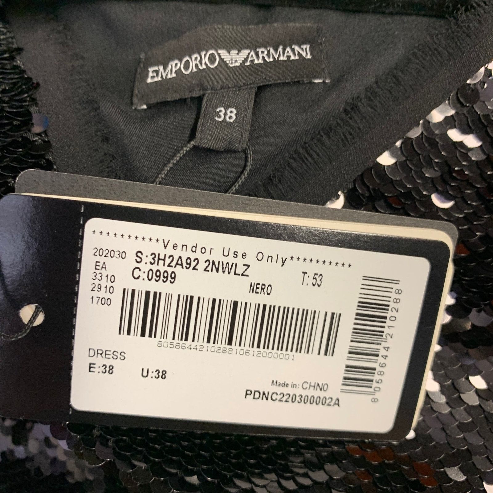 Emporio Armani Black Polyester Blend Sequined V-Neck Layered Tank Dress Size XS / US 0-2 / IT 36-38 - 4 Thumbnail