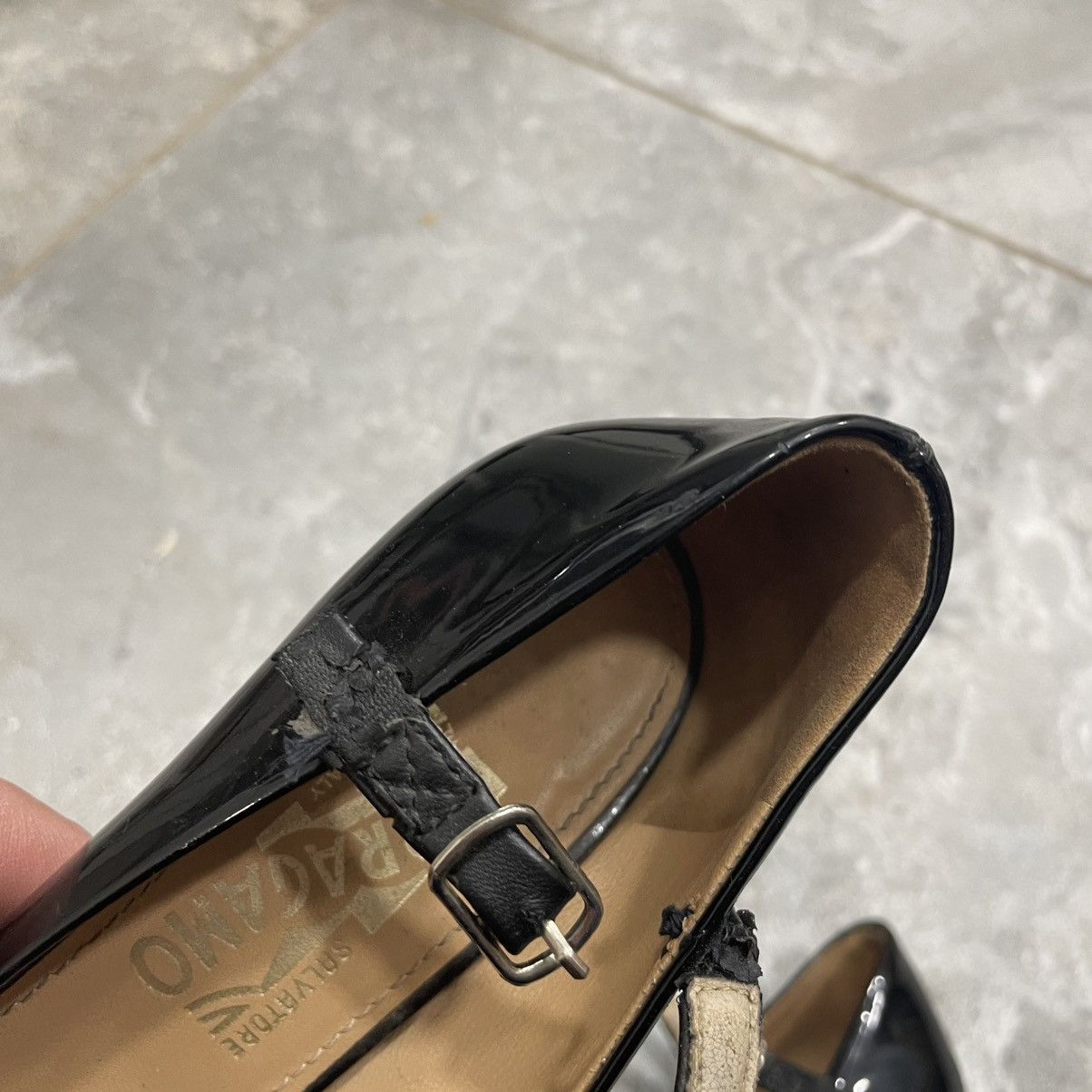 Salvatore Ferragamo OSIMO BLACK PATENT LEATHER VARA BOW LOGO PLATFORM PUMPS 7 B Size US 7 / IT 37 - 4 Thumbnail