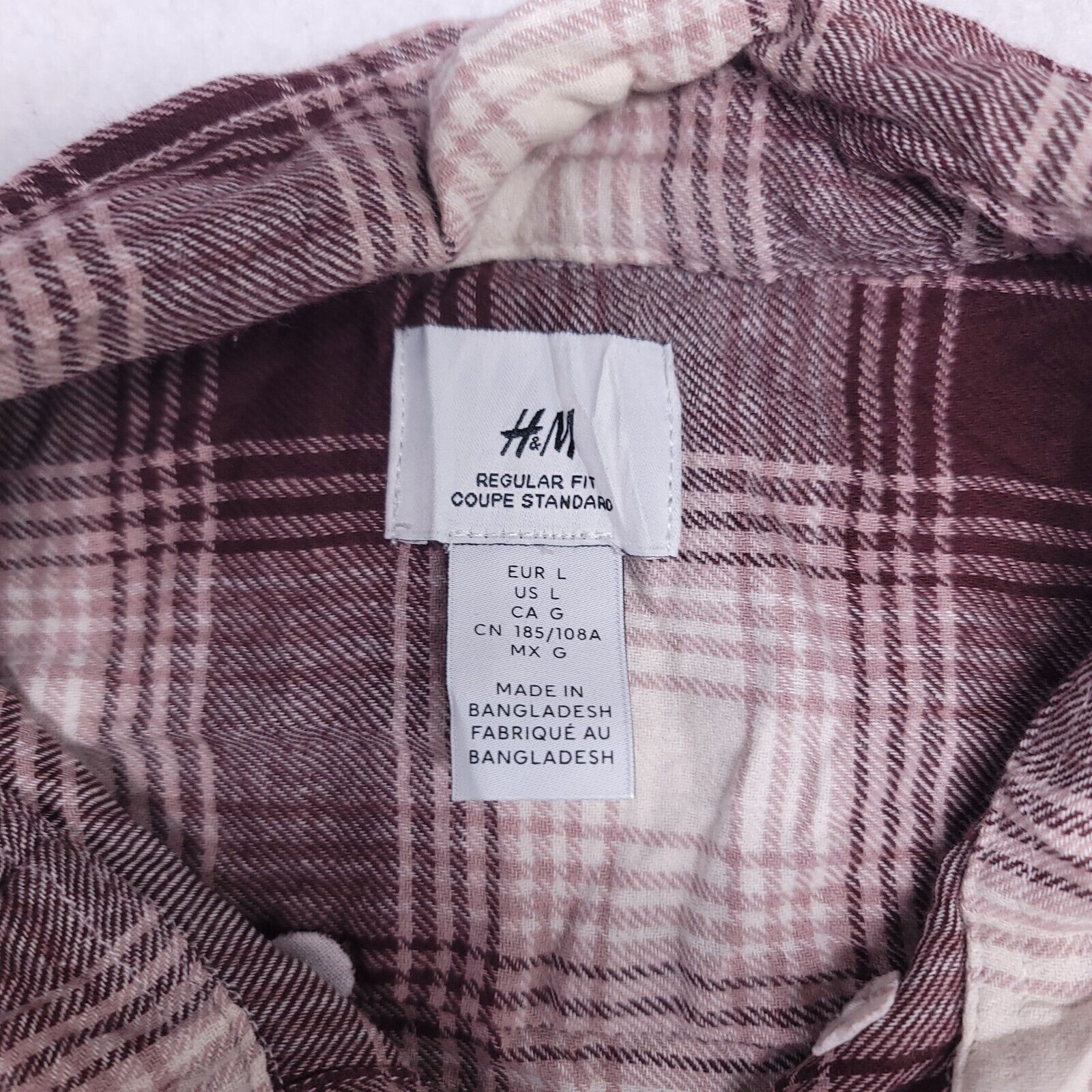 H&M H&M Tartan Flannel Button Up Shirt Mens Size L Maroon White Size US L / EU 52-54 / 3 - 3 Thumbnail