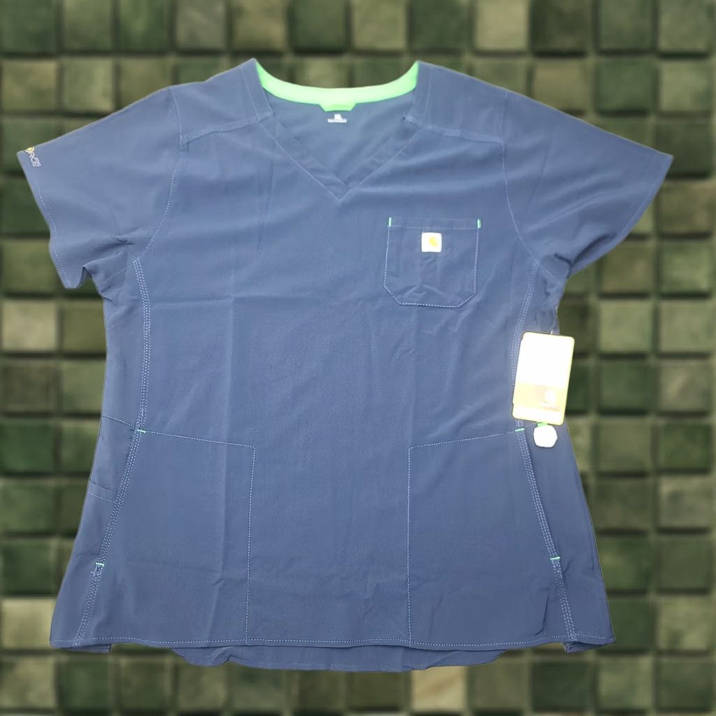 Carhartt VINTAGE Carhartt Liberty Scrub Top Women XL Navy Blue V-Neck Medical Nursing Shirt Force Size XL / US 12-14 / IT 48-50 - 1 Thumbnail