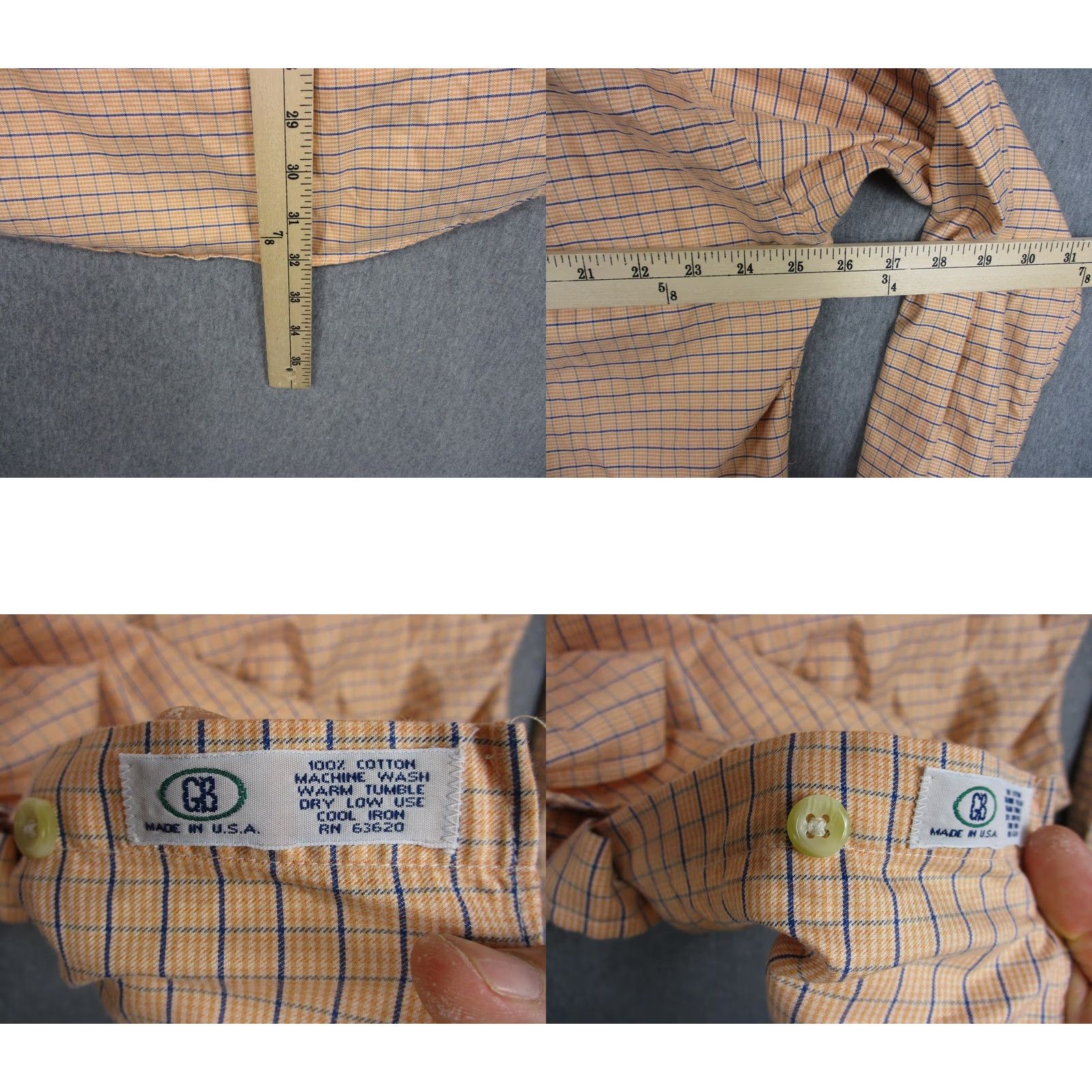 Vintage Gitman Bros Shirt Mens L Orange Check Button-Down Made USA Cotton Pocket Size US L / EU 52-54 / 3 - 8 Thumbnail