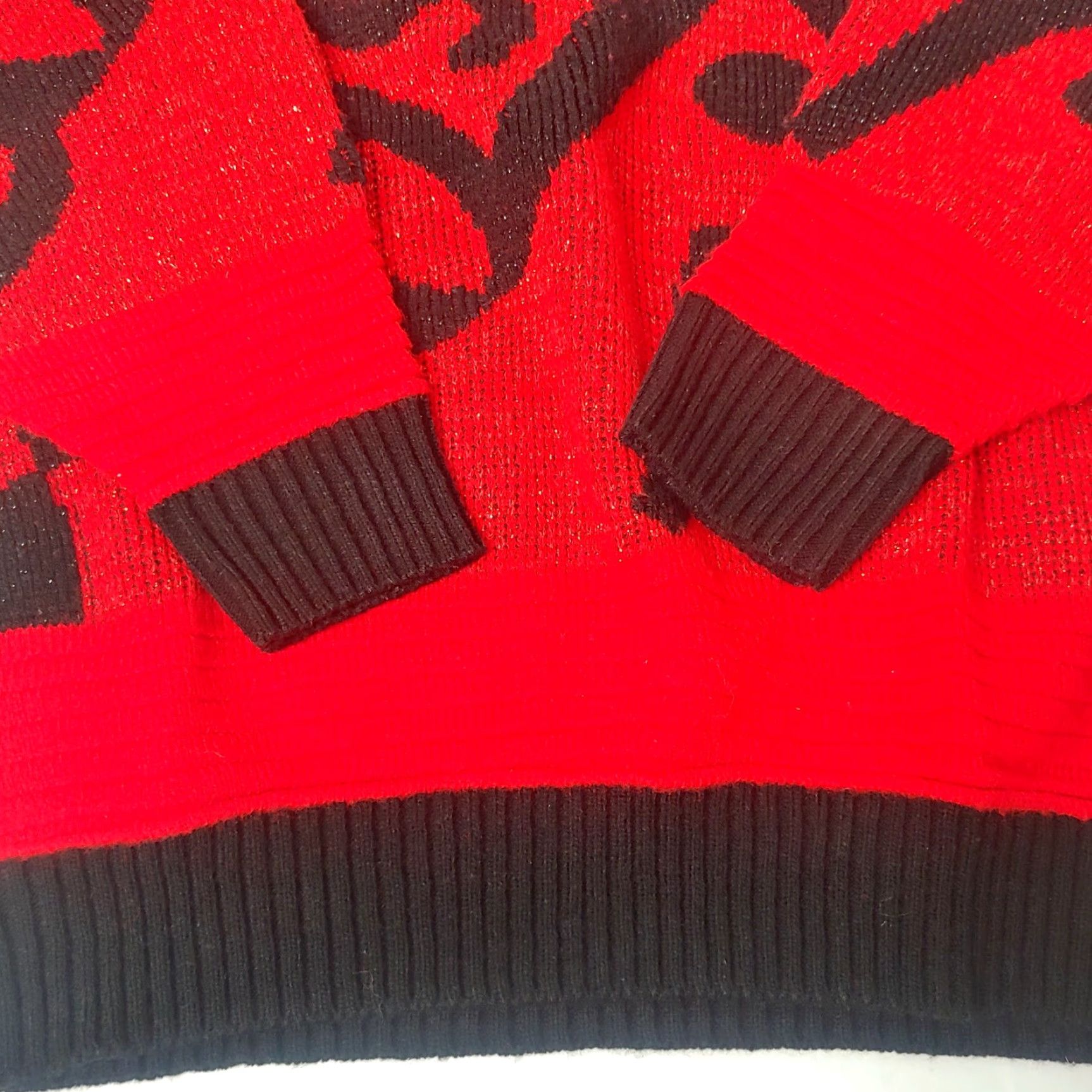 Vintage VINTAGE Arielle Sweater Red Glitter Abstract 1980s L Large Knit Pullover Mock Neck Long Sleeve Women's Size L / US 10 / IT 46 - 6 Thumbnail