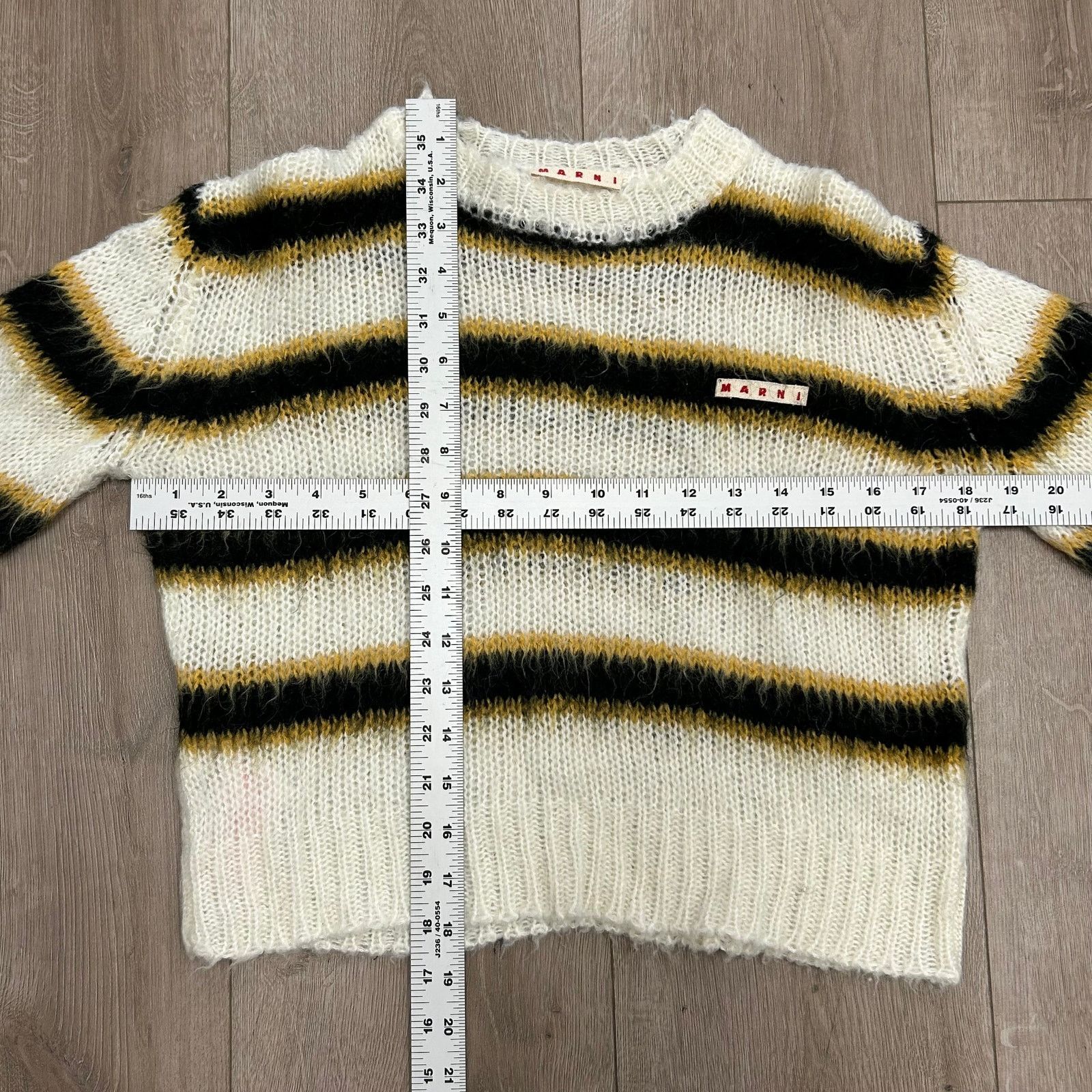 Marni Marni kids Striped Brushed Mohair Sweater White size 8 Size US XXS / EU 40 - 3 Thumbnail