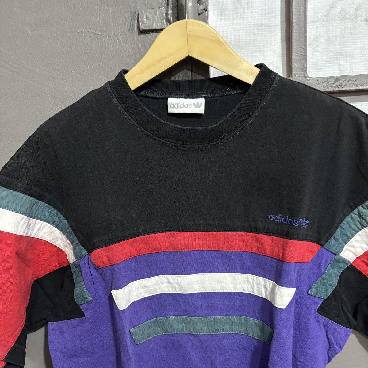 Adidas Adidas Vtg 90s Multicolor Striped Tee Shirt Purple Size US XL / EU 56 / 4 - 7 Thumbnail