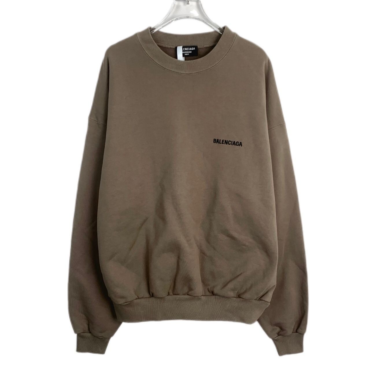 Balenciaga Balenciaga Brown Logo Embroidered Cotton Crewneck Sweatshirt Size US S / EU 44-46 / 1 - 1 Thumbnail
