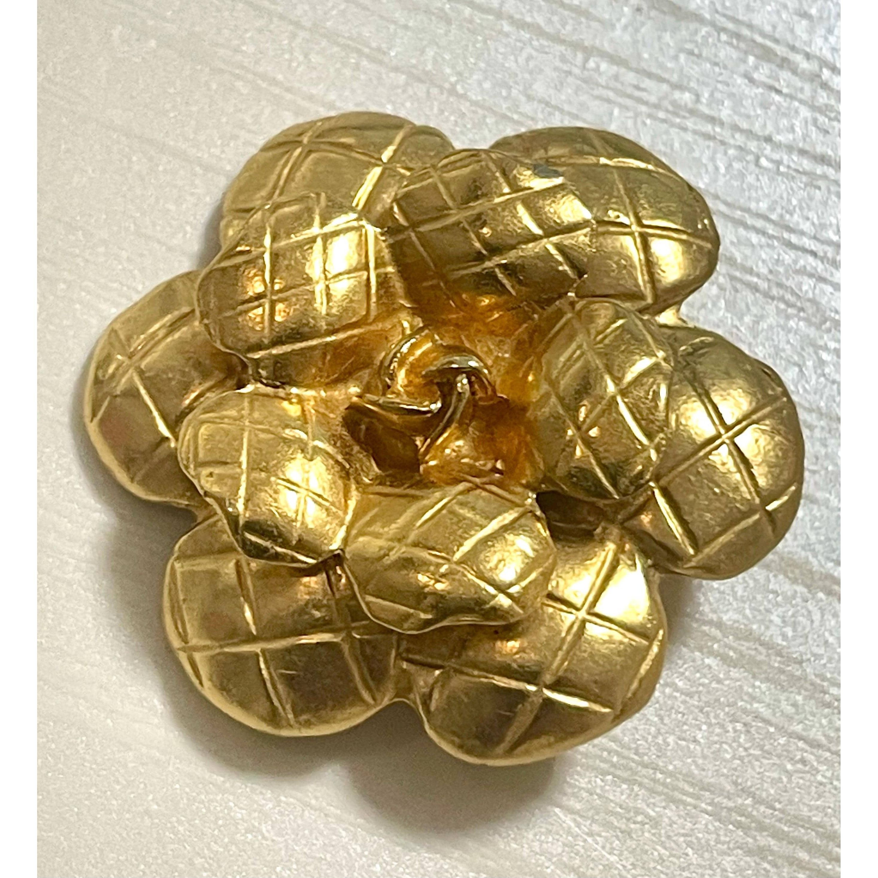Chanel Vintage CHANEL golden matelasse camellia/rose flower brooch Size ONE SIZE - 7 Thumbnail